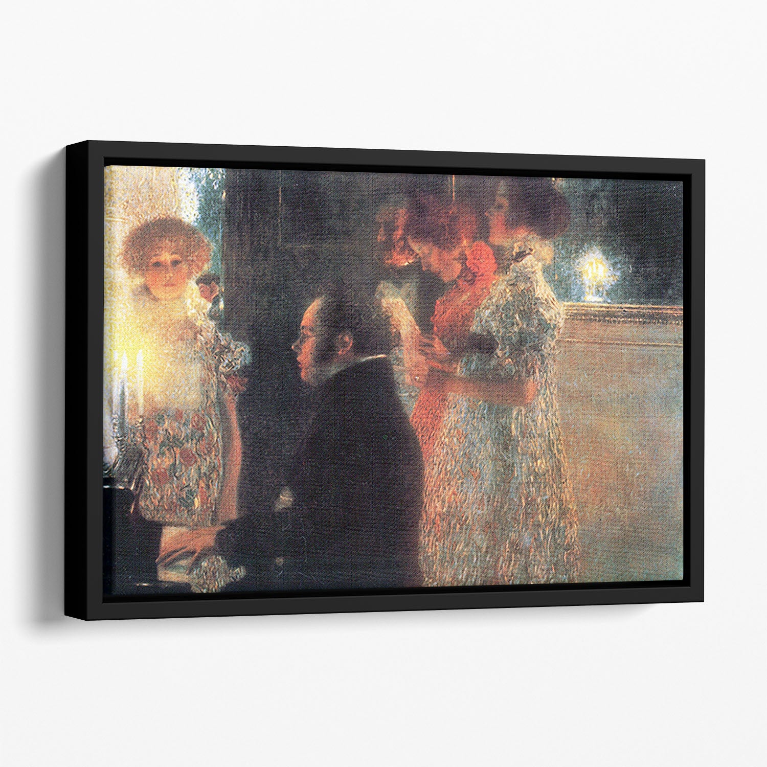 Schubert at the piano by Klimt Floating Framed Canvas