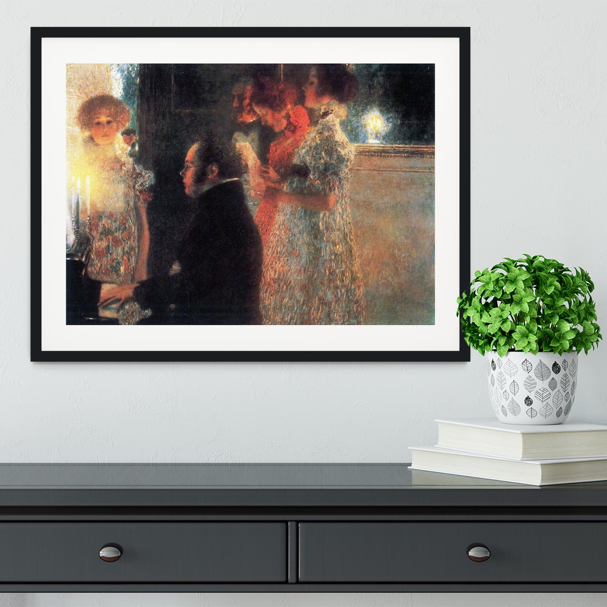 Schubert at the piano by Klimt Framed Print - Canvas Art Rocks - 1