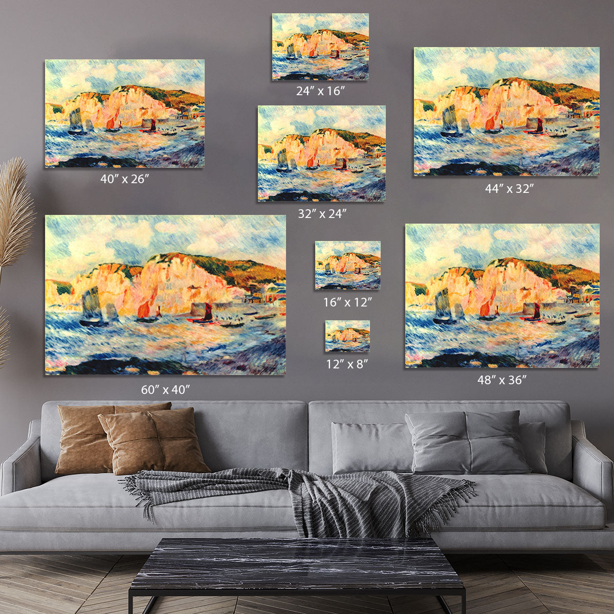 Sea and cliffs by Renoir Canvas Print or Poster - Canvas Art Rocks - 7