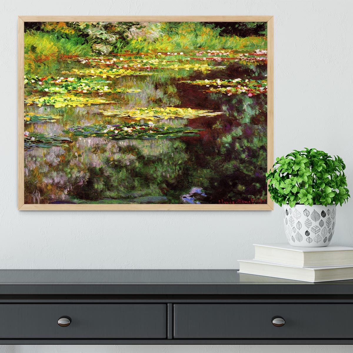 Sea rose pond by Monet Framed Print - Canvas Art Rocks - 4