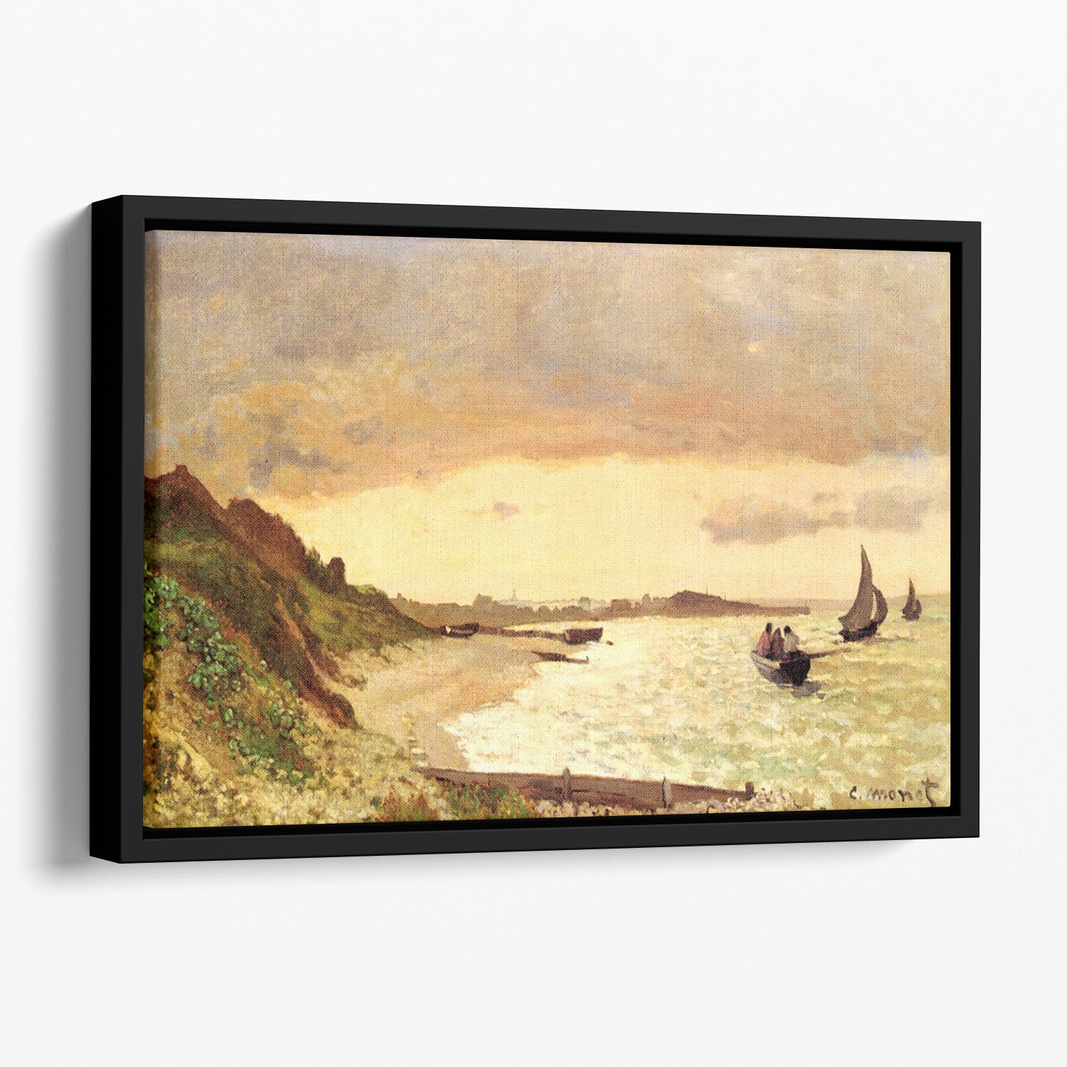 Seaside at Sainte Adresse by Monet Floating Framed Canvas