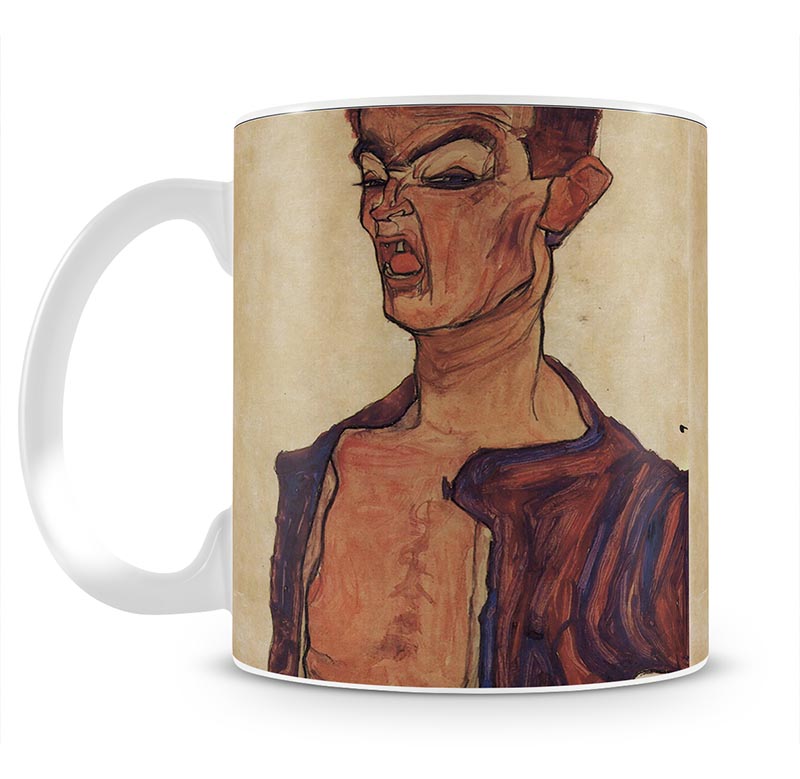 Self-Portrait a grimace scissoring by Egon Schiele Mug - Canvas Art Rocks - 1