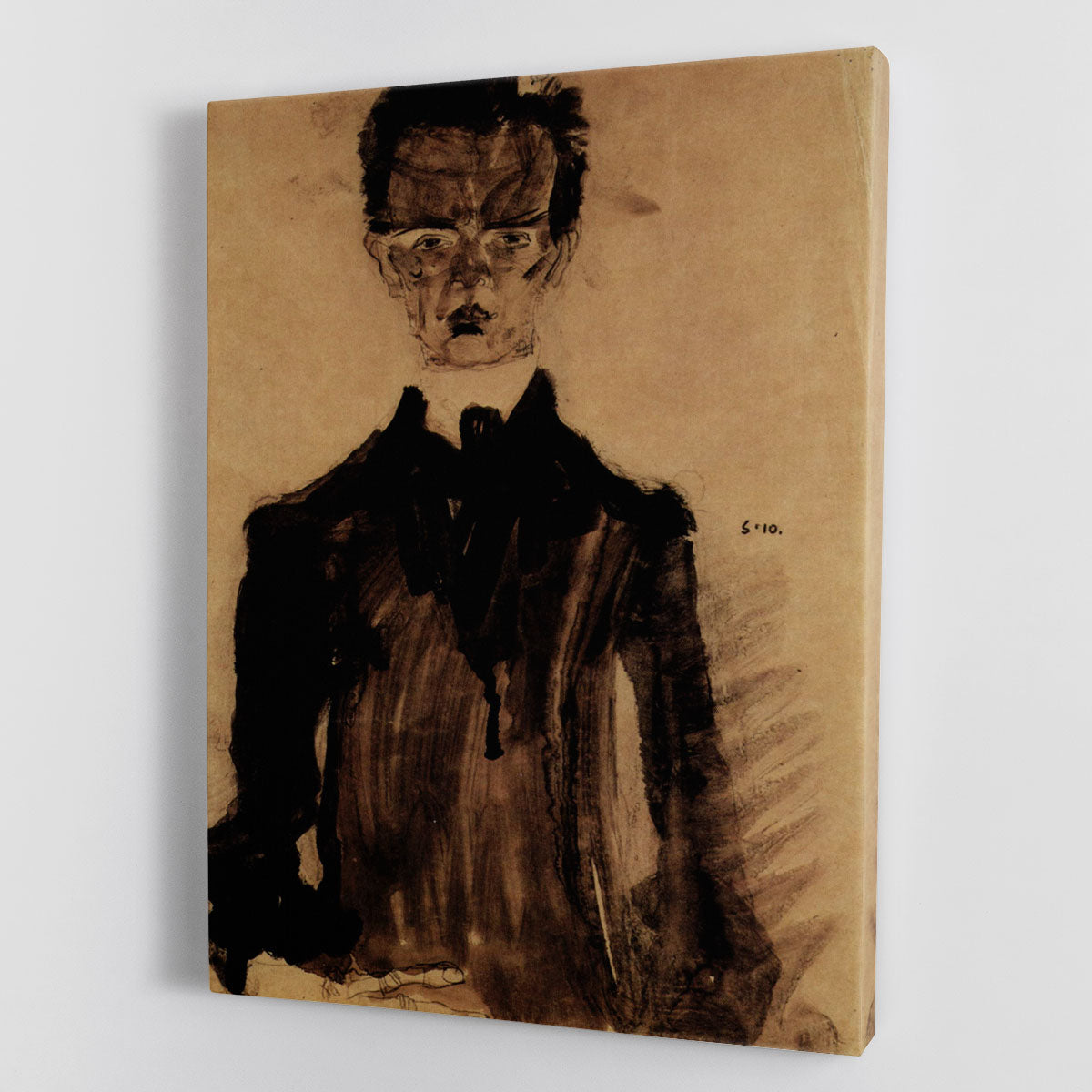 Self-Portrait in a black robe by Egon Schiele Canvas Print or Poster - Canvas Art Rocks - 1