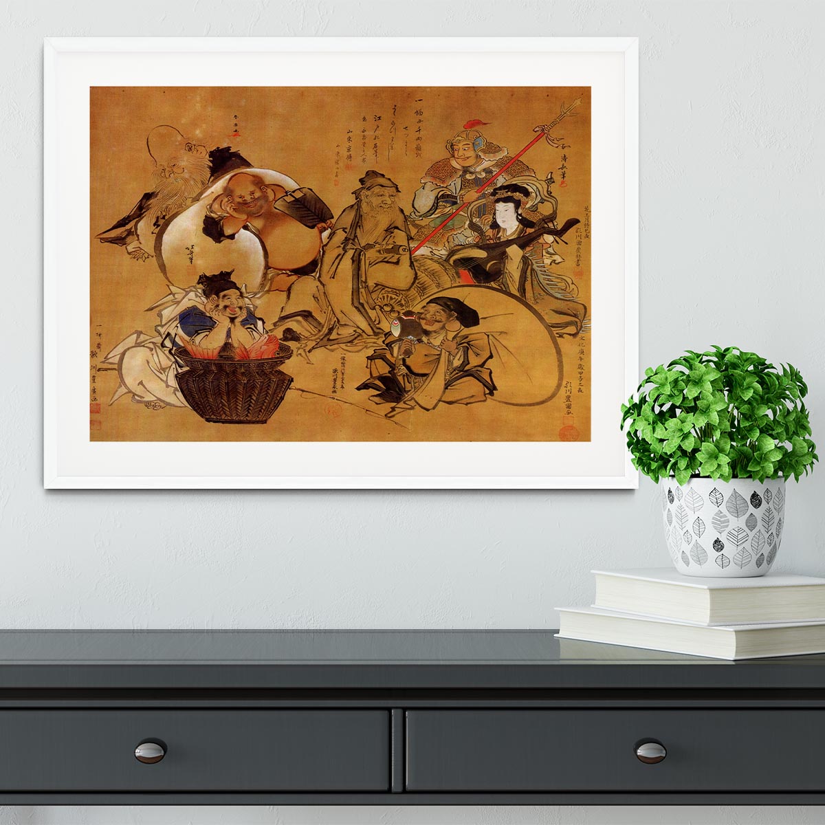 Seven gods of fortune by Hokusai Framed Print - Canvas Art Rocks - 5