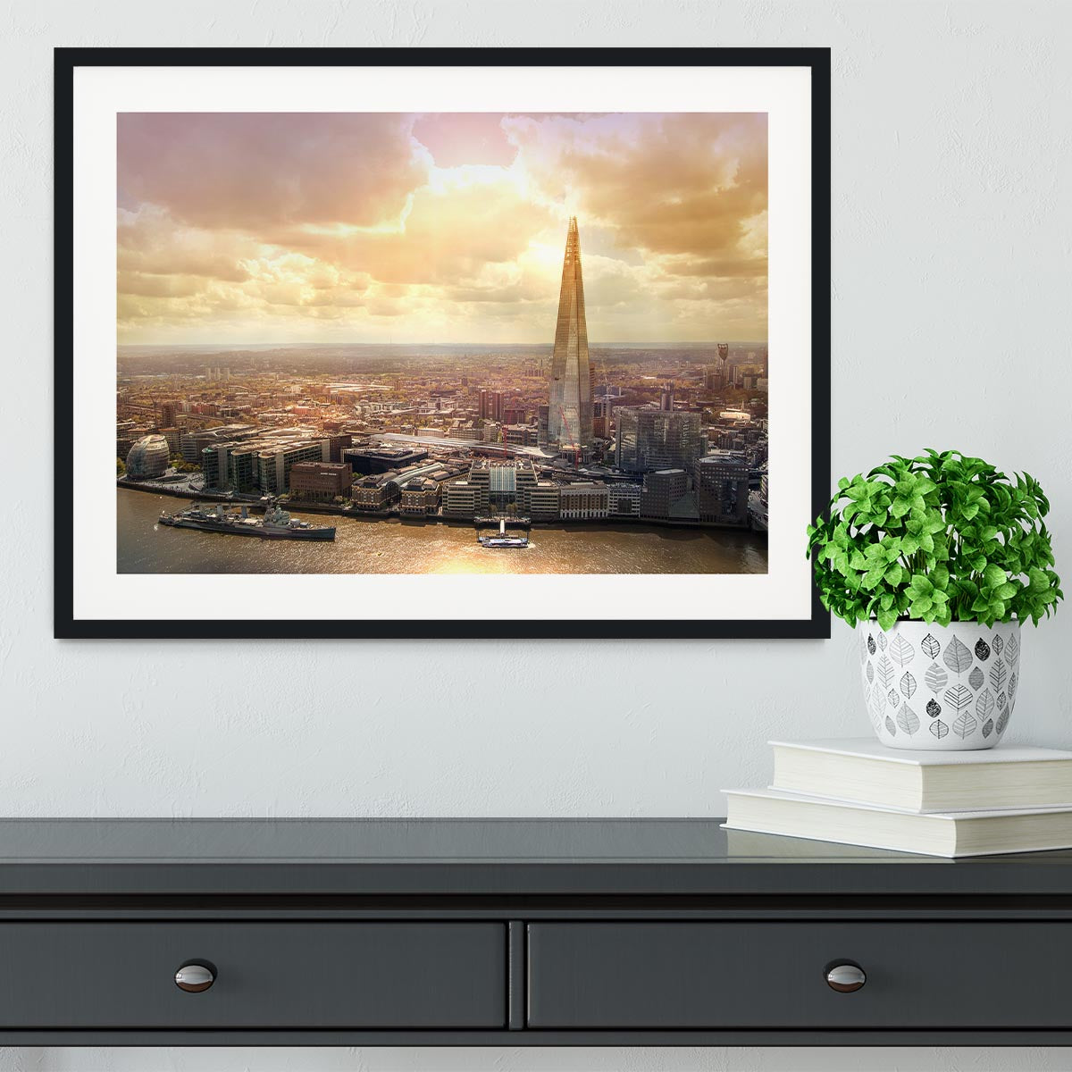Shard of Glass at sunset Framed Print - Canvas Art Rocks - 1