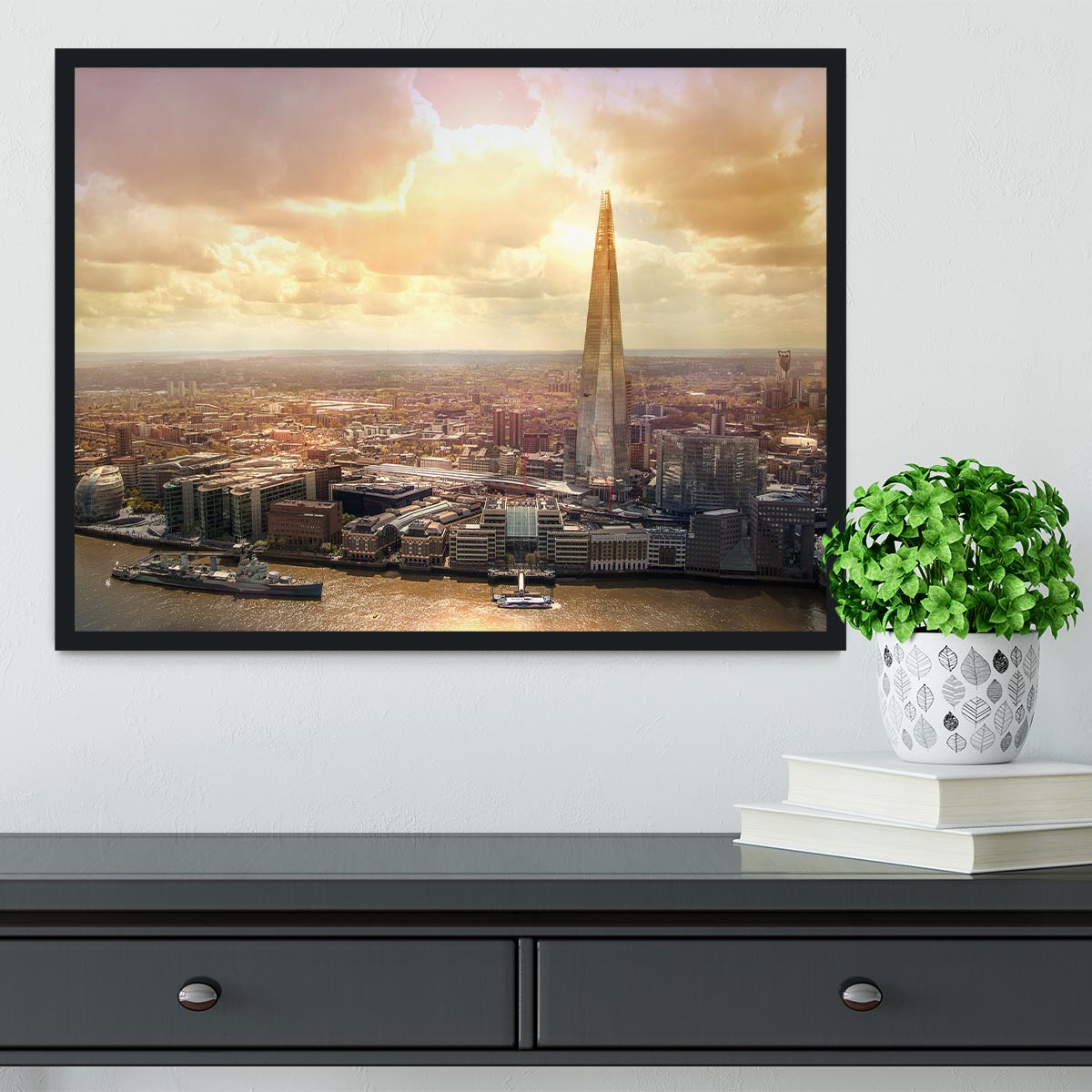 Shard of Glass at sunset Framed Print - Canvas Art Rocks - 2