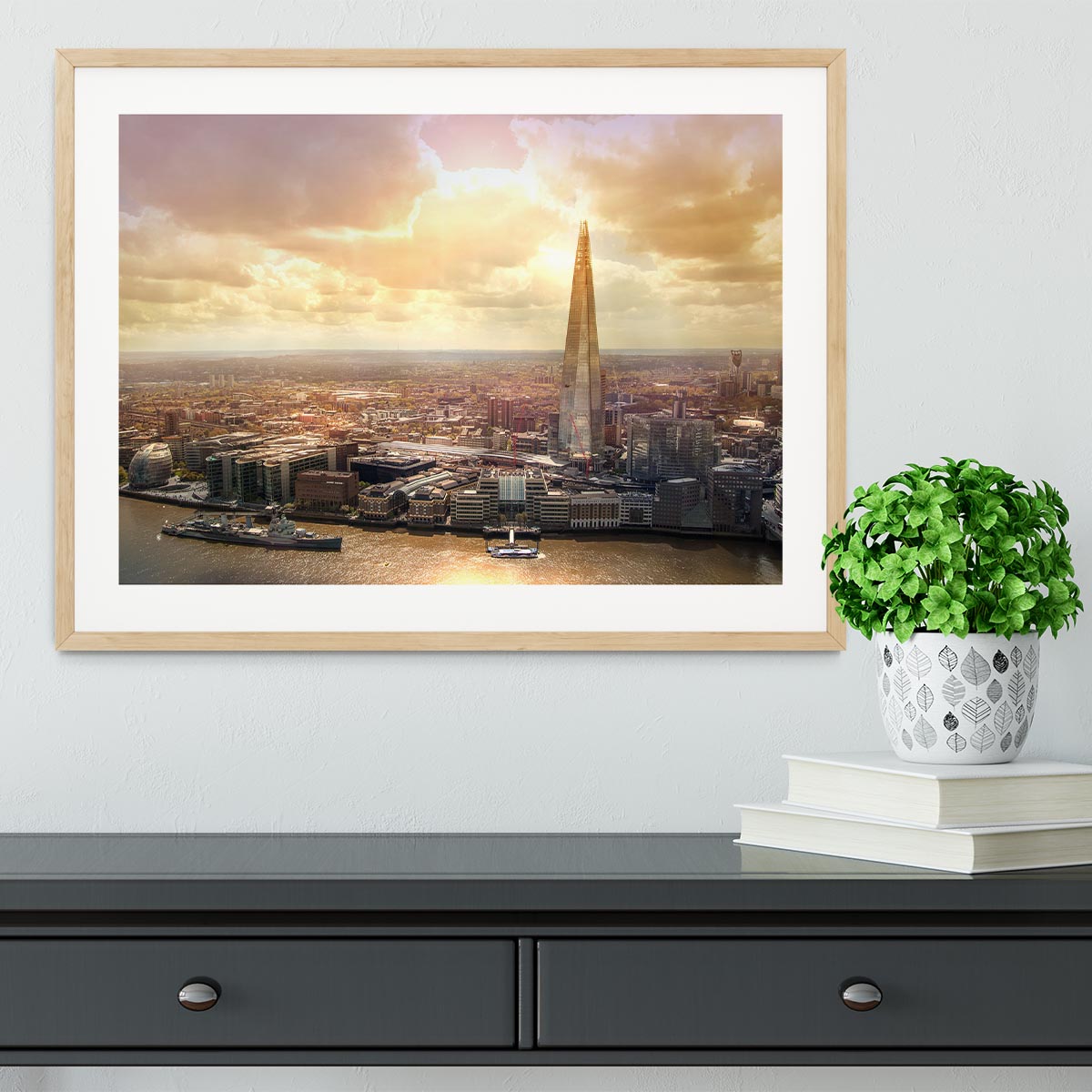 Shard of Glass at sunset Framed Print - Canvas Art Rocks - 3
