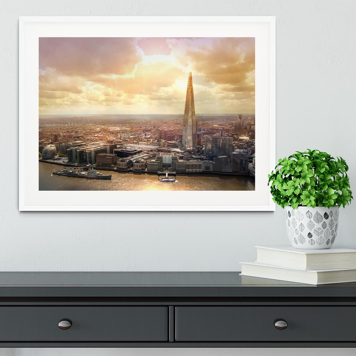 Shard of Glass at sunset Framed Print - Canvas Art Rocks - 5