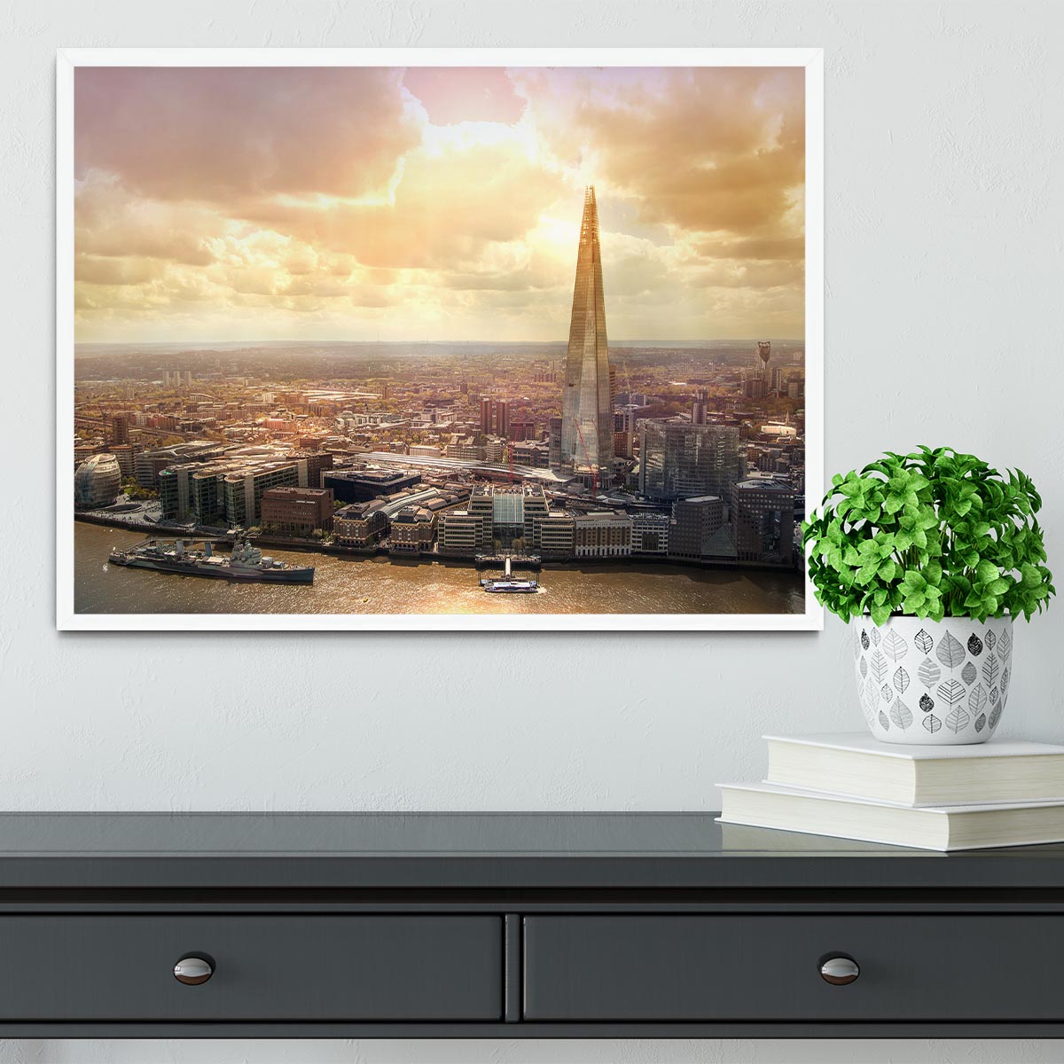 Shard of Glass at sunset Framed Print - Canvas Art Rocks -6
