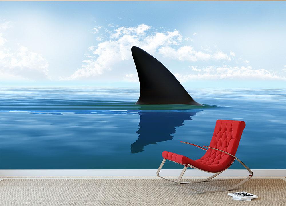 Shark fin above water Wall Mural Wallpaper - Canvas Art Rocks - 3