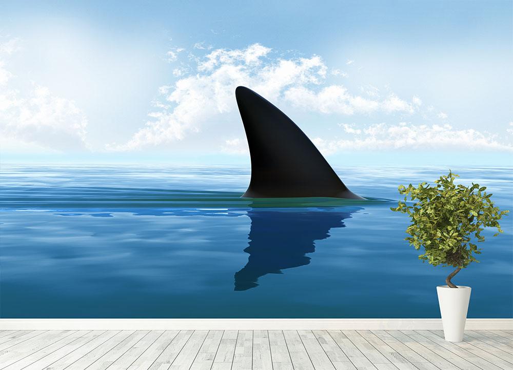 Shark fin above water Wall Mural Wallpaper - Canvas Art Rocks - 4