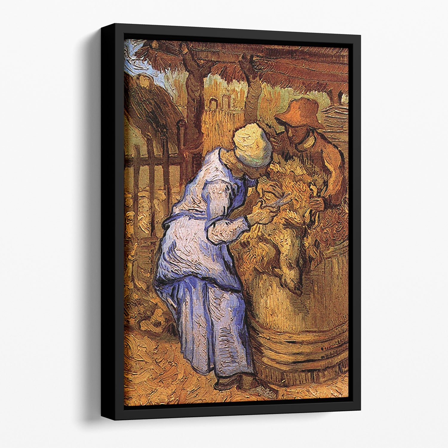 Sheep Shearers by Van Gogh Floating Framed Canvas
