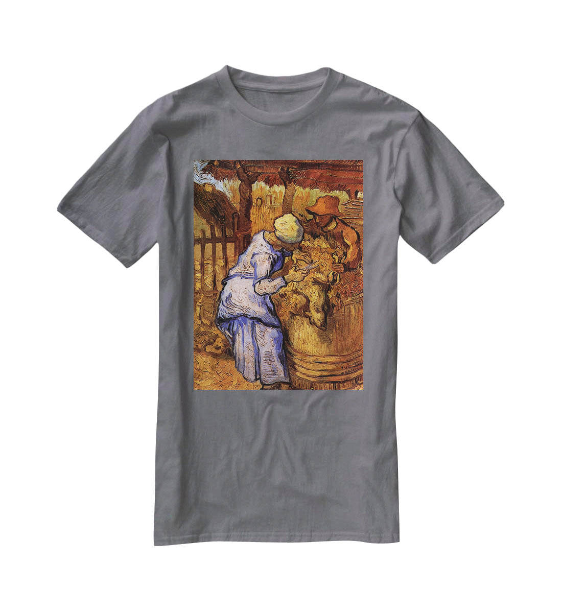 Sheep Shearers by Van Gogh T-Shirt - Canvas Art Rocks - 3