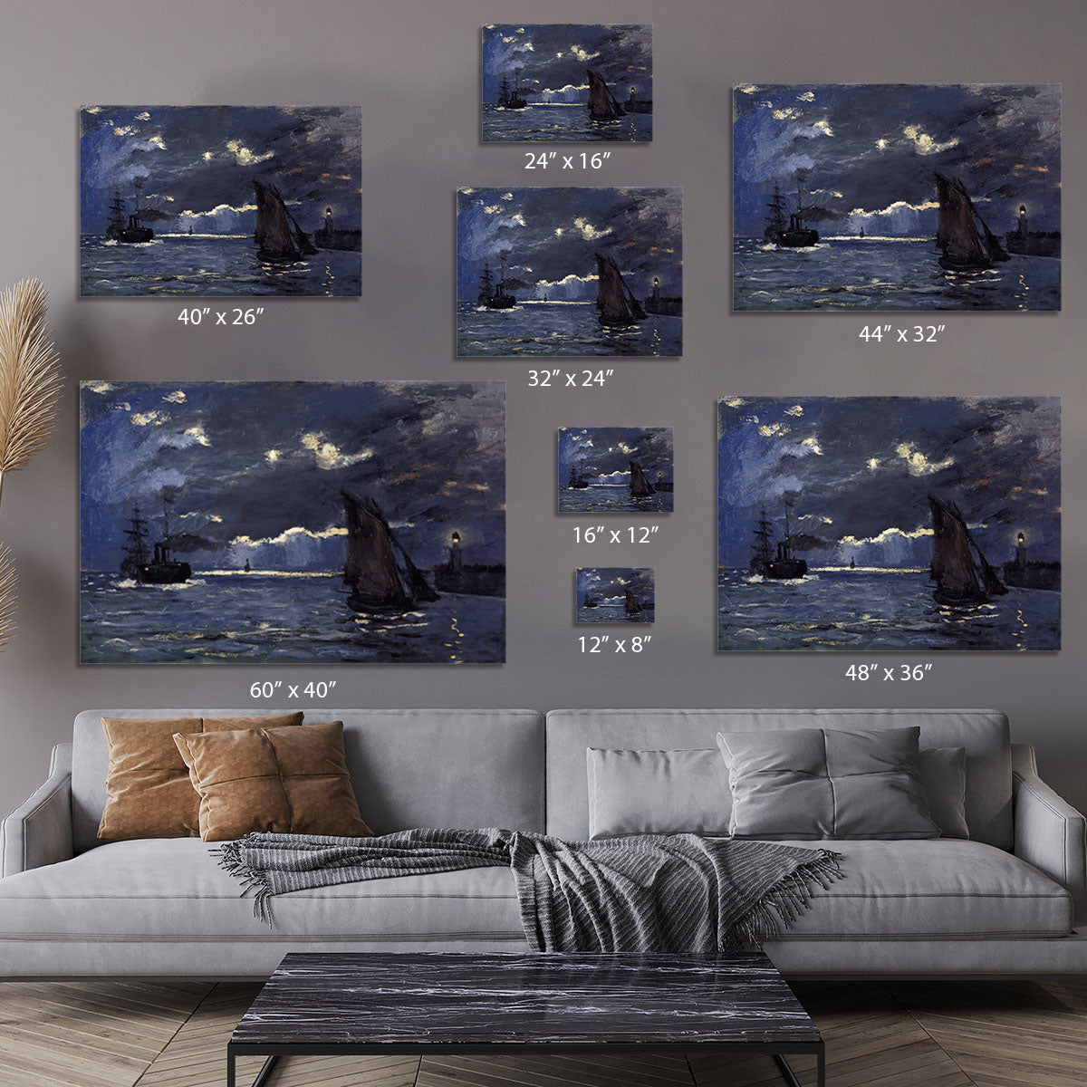 Shipping by Moonlight by Monet Canvas Print or Poster - Canvas Art Rocks - 7