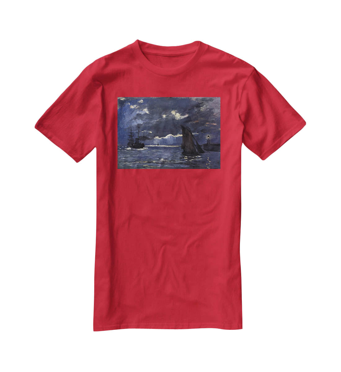 Shipping by Moonlight by Monet T-Shirt - Canvas Art Rocks - 4