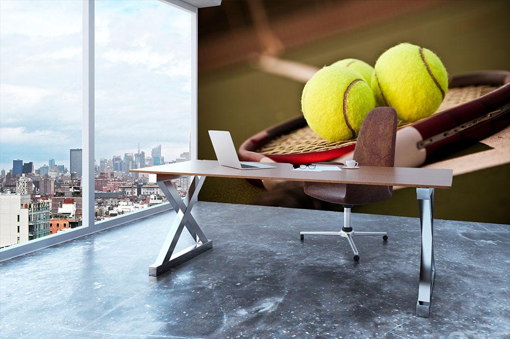 Shot of a tennis racket and tennis balls Wall Mural Wallpaper - Canvas Art Rocks - 3