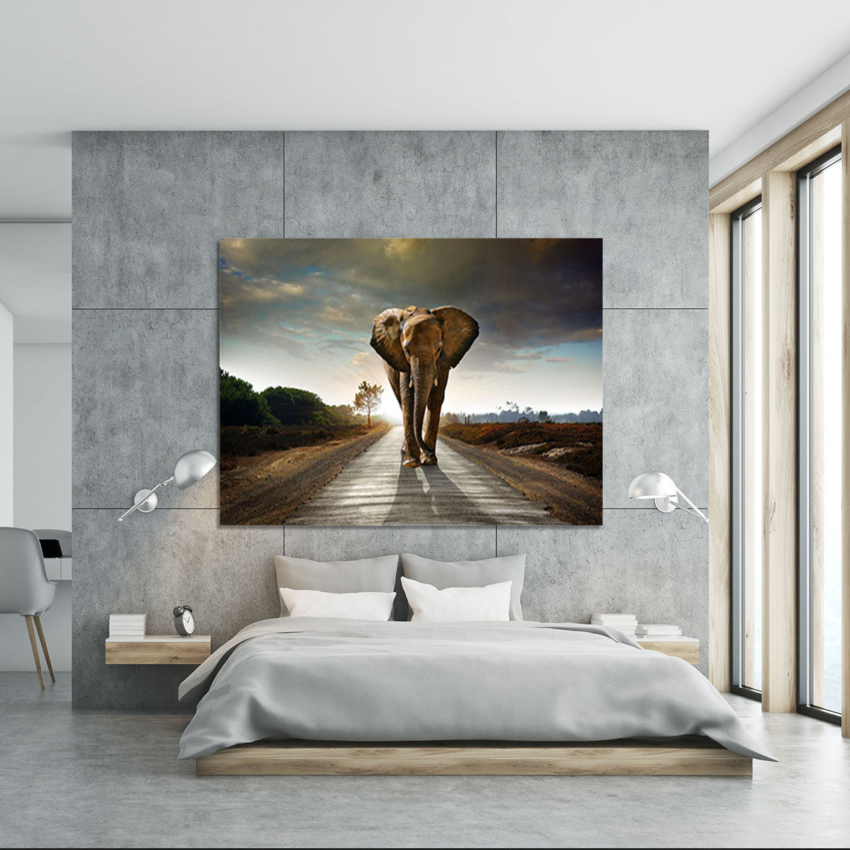 Single elephant walking in a road Canvas Print or Poster - Canvas Art Rocks - 5