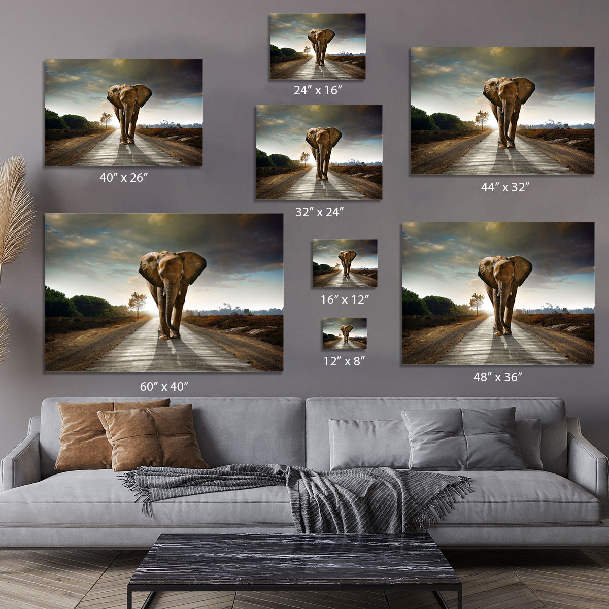 Single elephant walking in a road Canvas Print or Poster - Canvas Art Rocks - 7