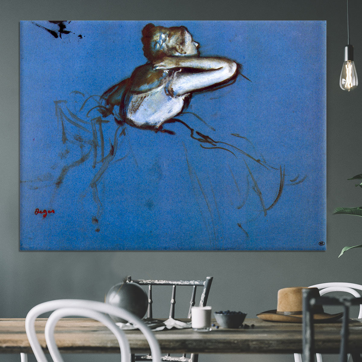 Sitting dancer in profile with hand on her neck by Degas Canvas Print or Poster - Canvas Art Rocks - 3