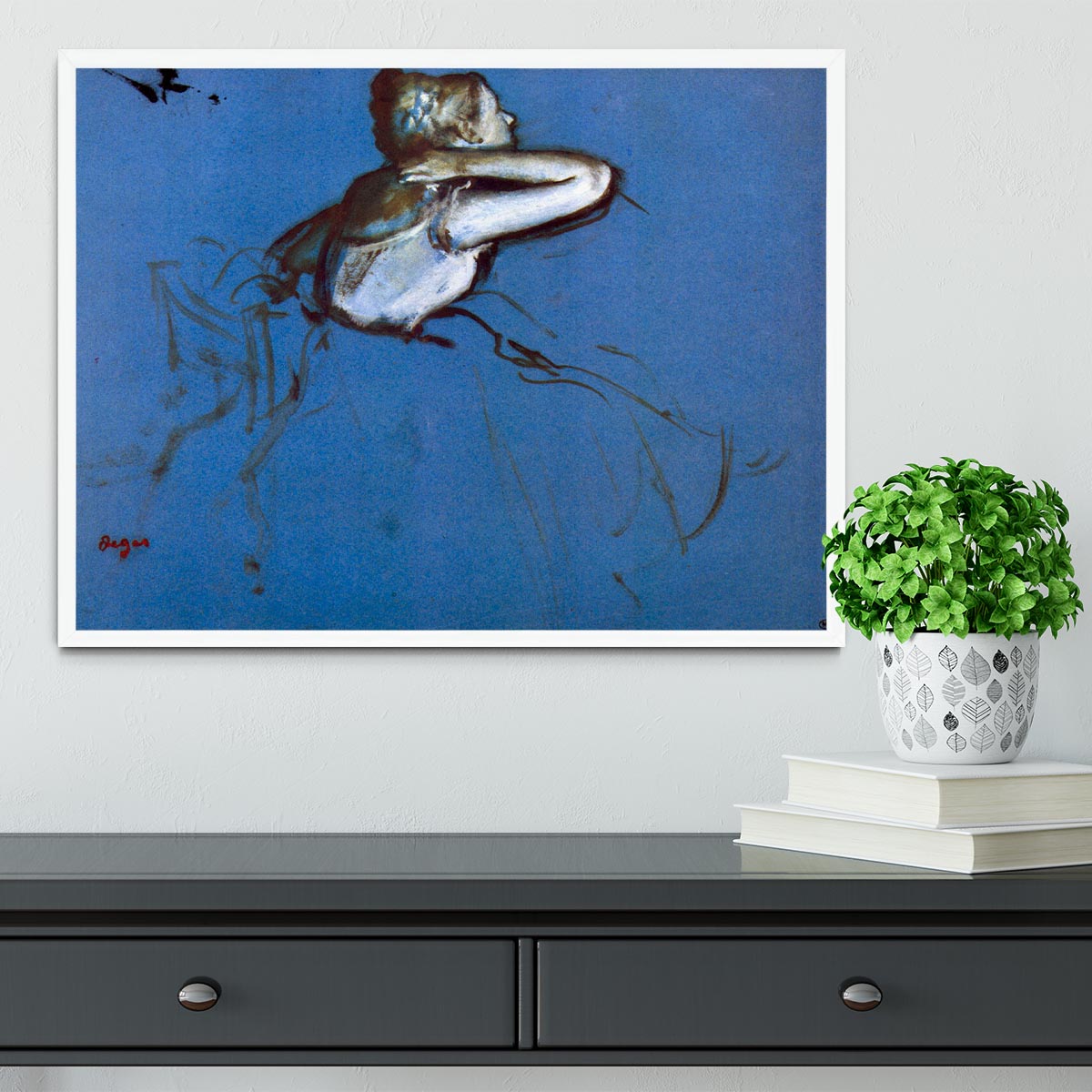 Sitting dancer in profile with hand on her neck by Degas Framed Print - Canvas Art Rocks -6