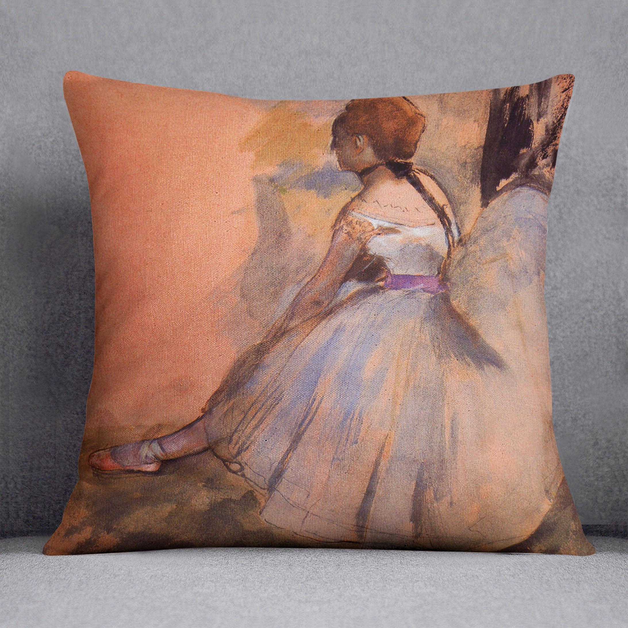 Sitting dancer with extended left leg by Degas Cushion