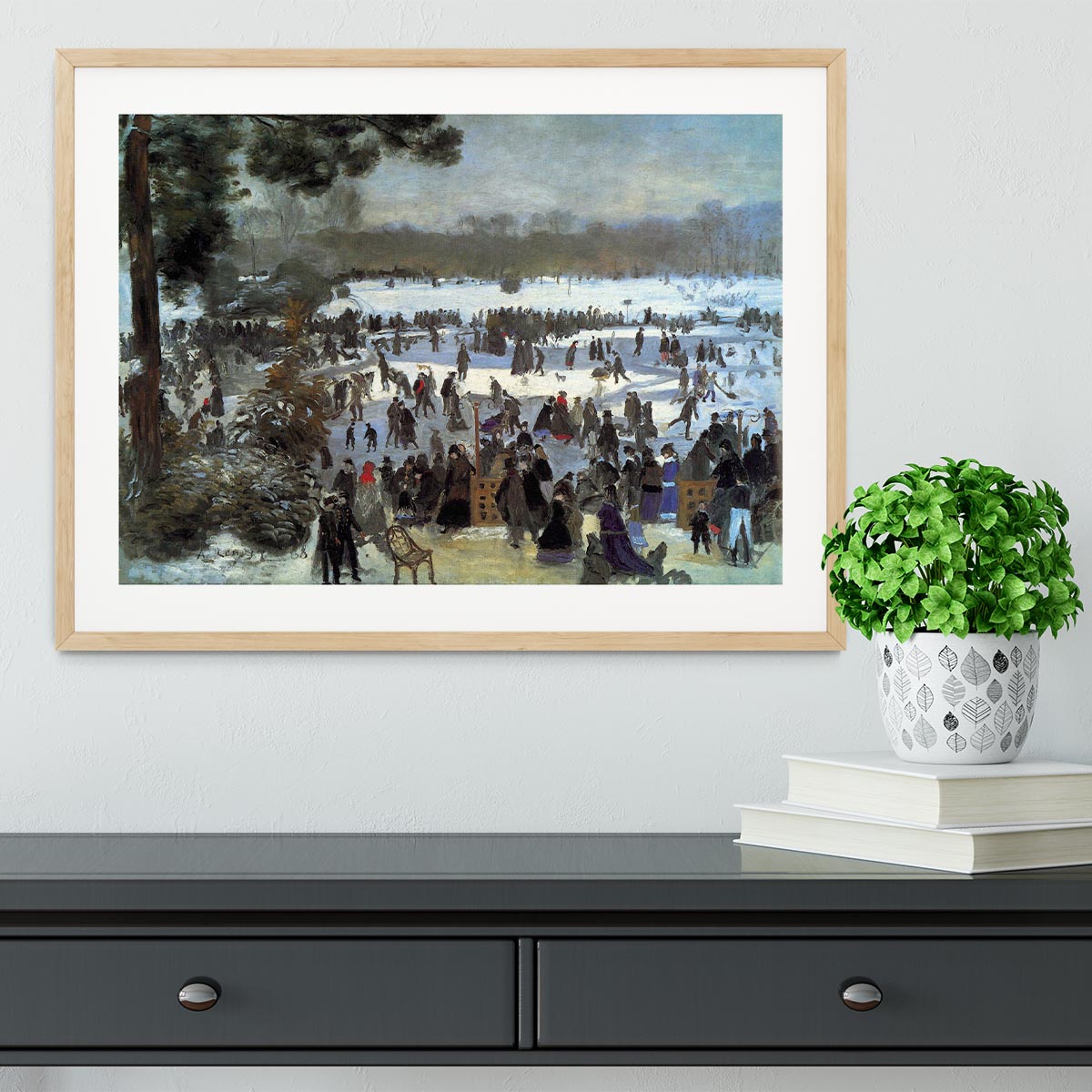 Skating runners in the Bois de Bologne by Renoir Framed Print - Canvas Art Rocks - 3