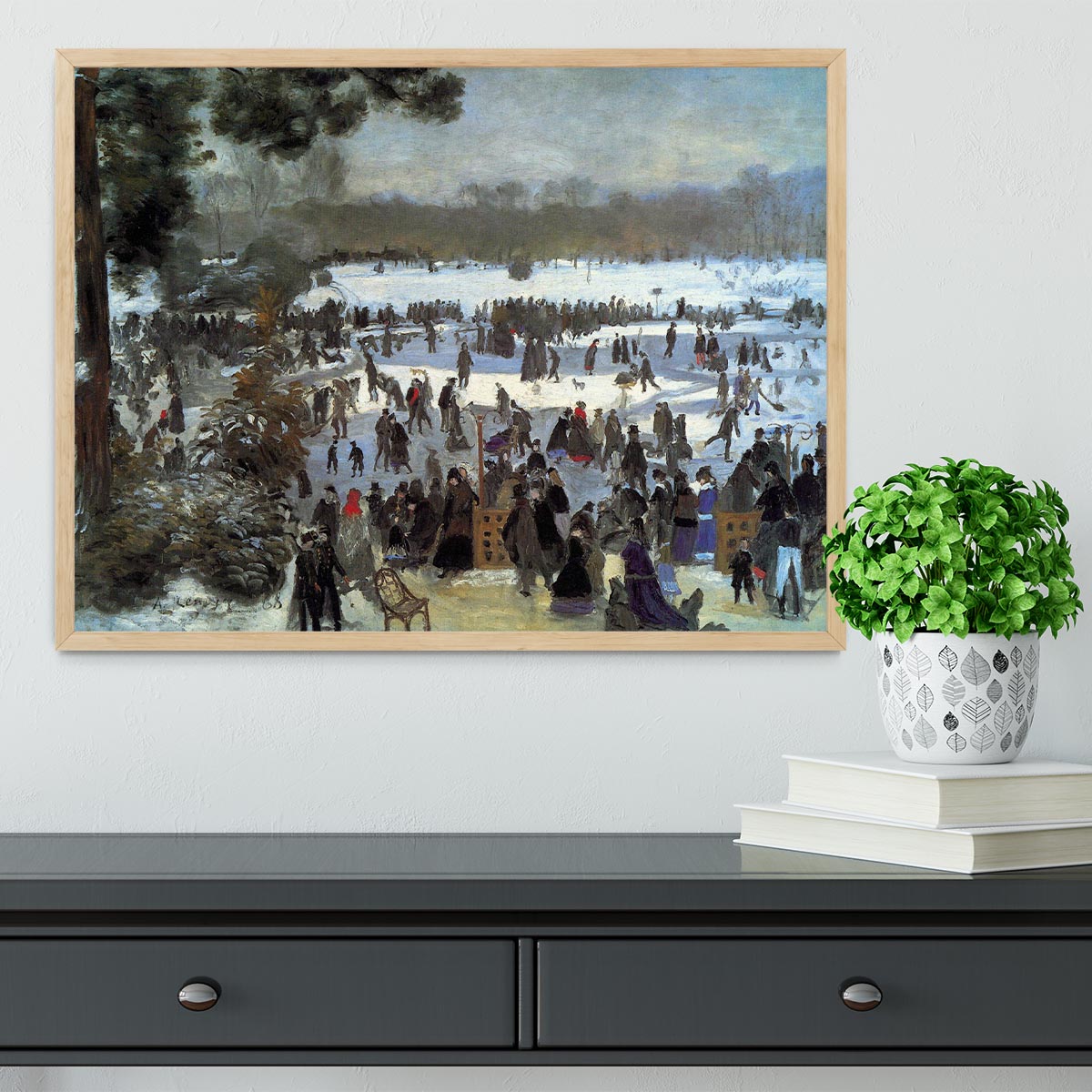 Skating runners in the Bois de Bologne by Renoir Framed Print - Canvas Art Rocks - 4