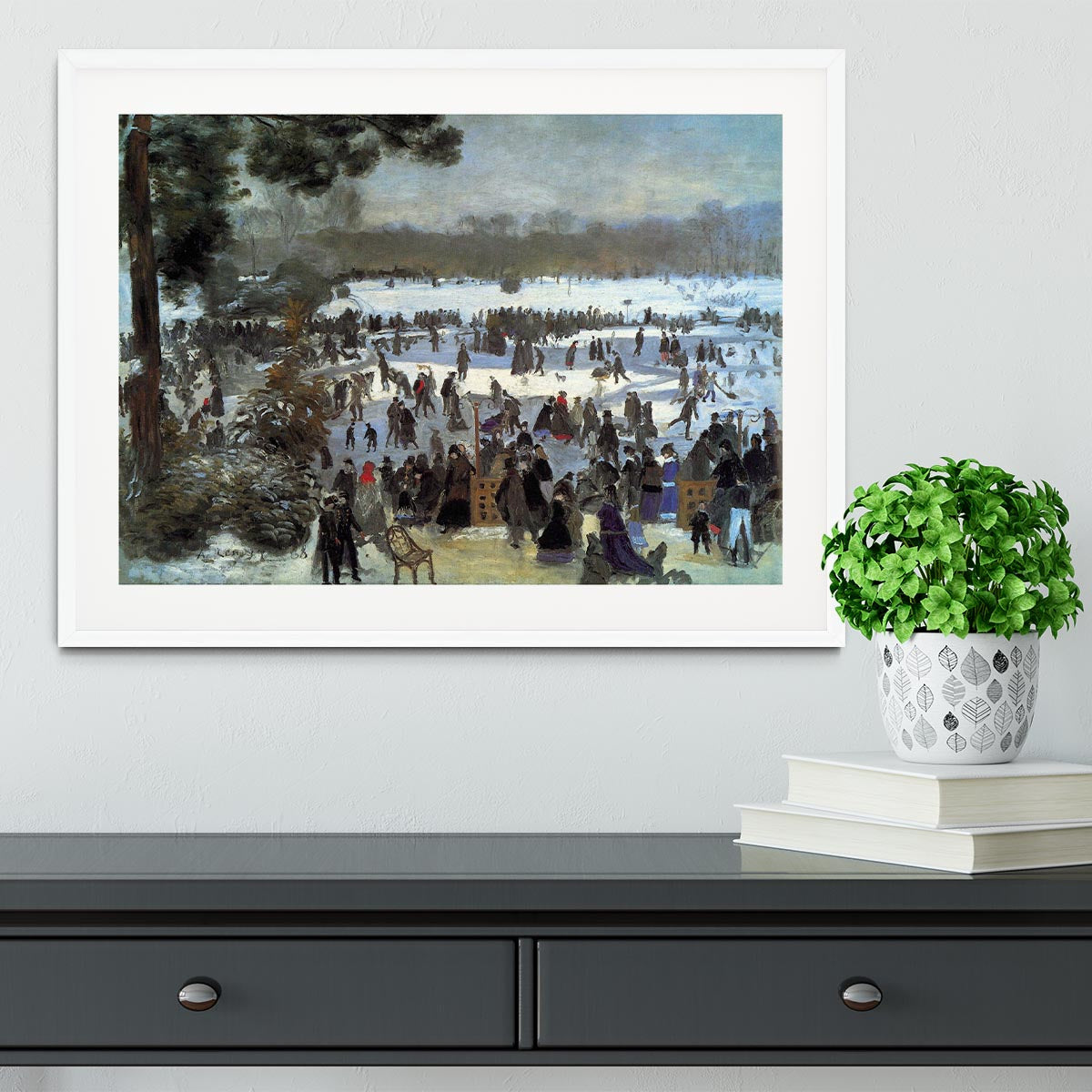 Skating runners in the Bois de Bologne by Renoir Framed Print - Canvas Art Rocks - 5