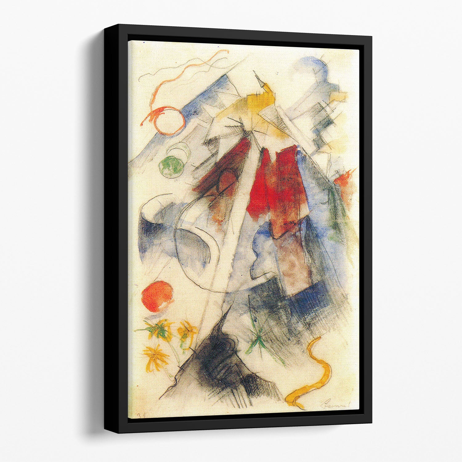 Sketch of the Brenner road 1 by Franz Marc Floating Framed Canvas