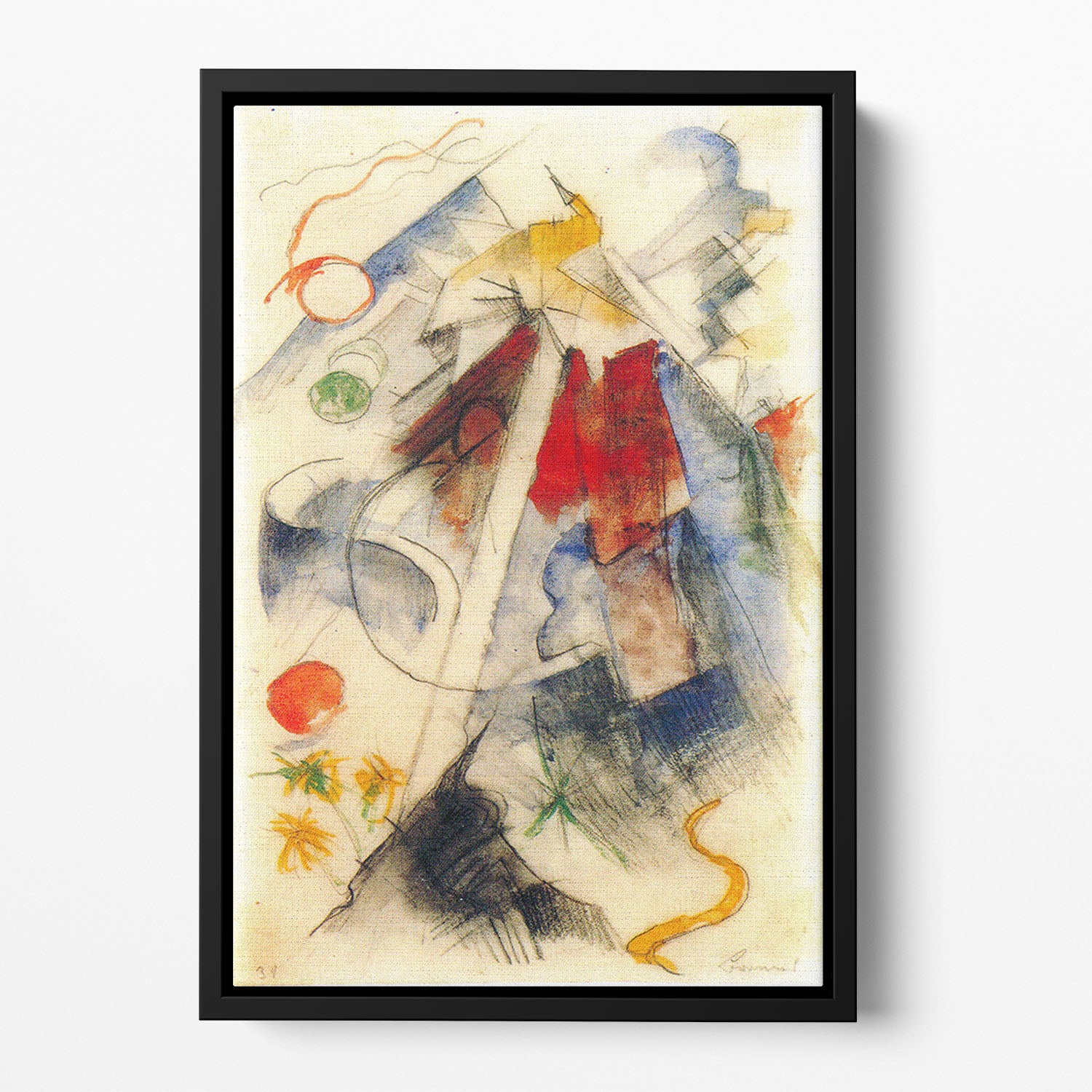 Sketch of the Brenner road 1 by Franz Marc Floating Framed Canvas