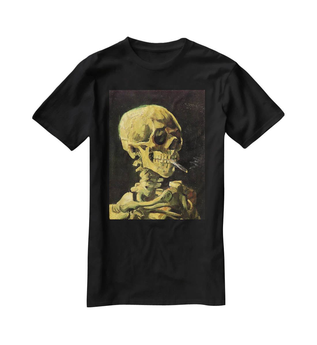 Skull with Burning Cigarette by Van Gogh T-Shirt - Canvas Art Rocks - 1