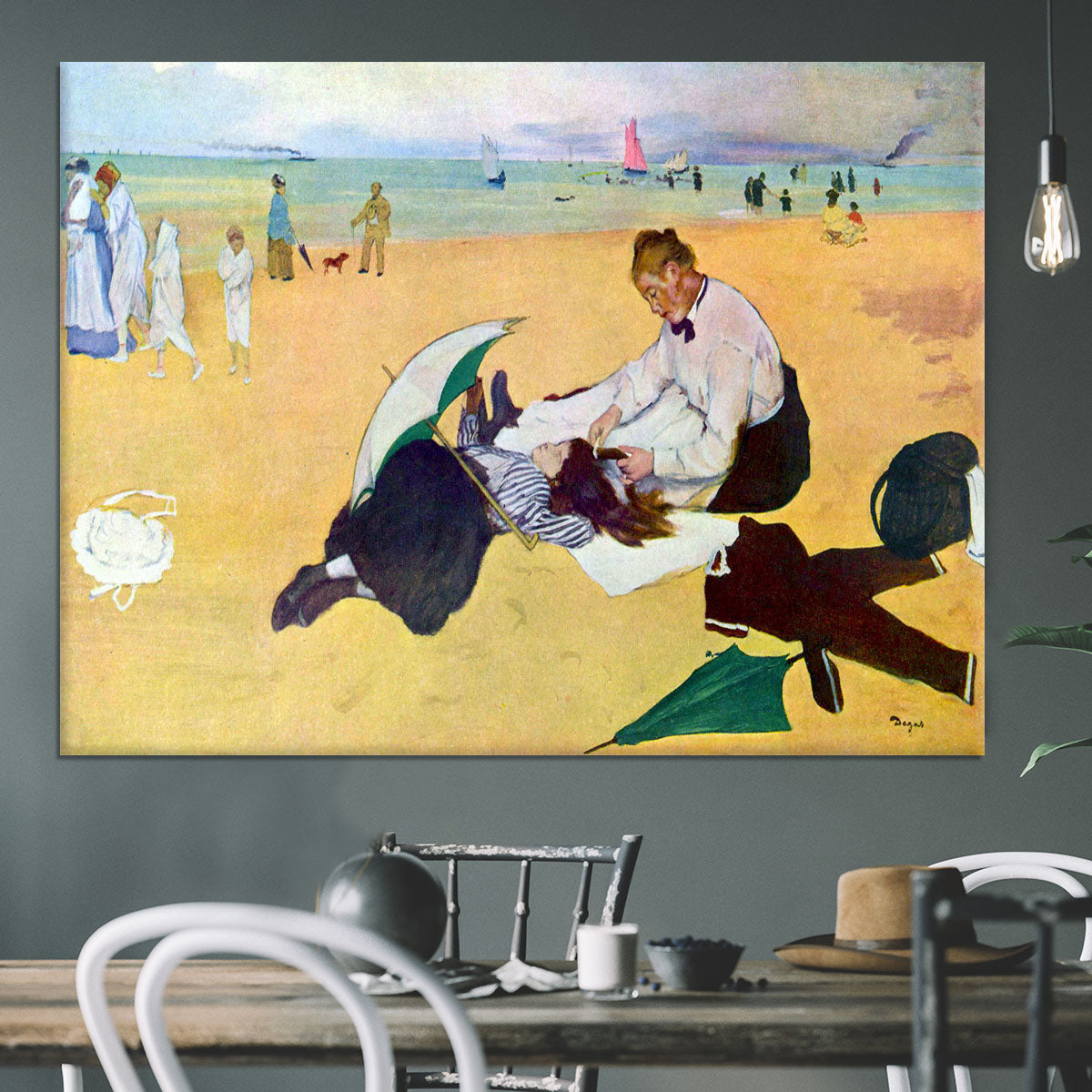 Small girls on the beach by Degas Canvas Print or Poster - Canvas Art Rocks - 3