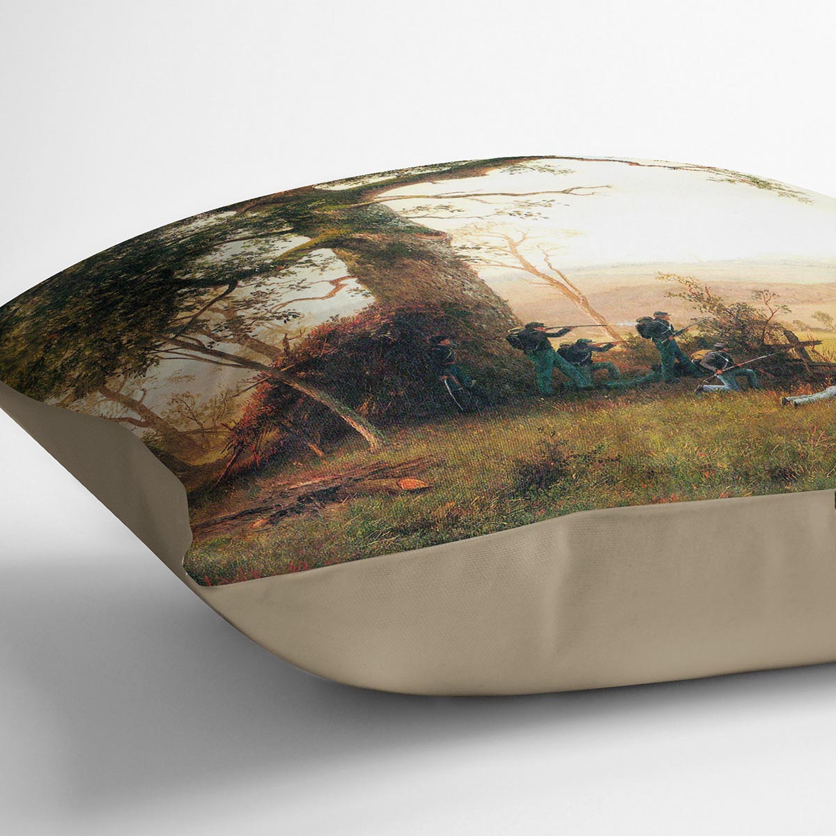 Small war postal service strike in Virginia by Bierstadt Cushion - Canvas Art Rocks - 2