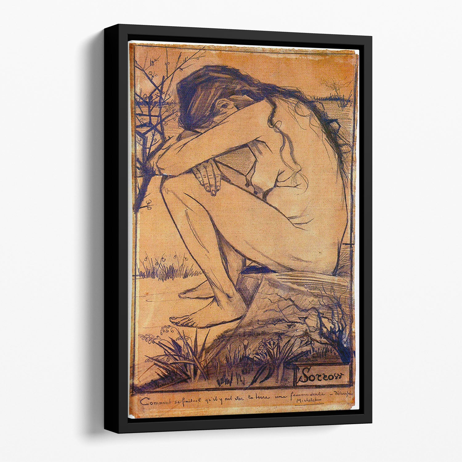 Sorrow by Van Gogh Floating Framed Canvas