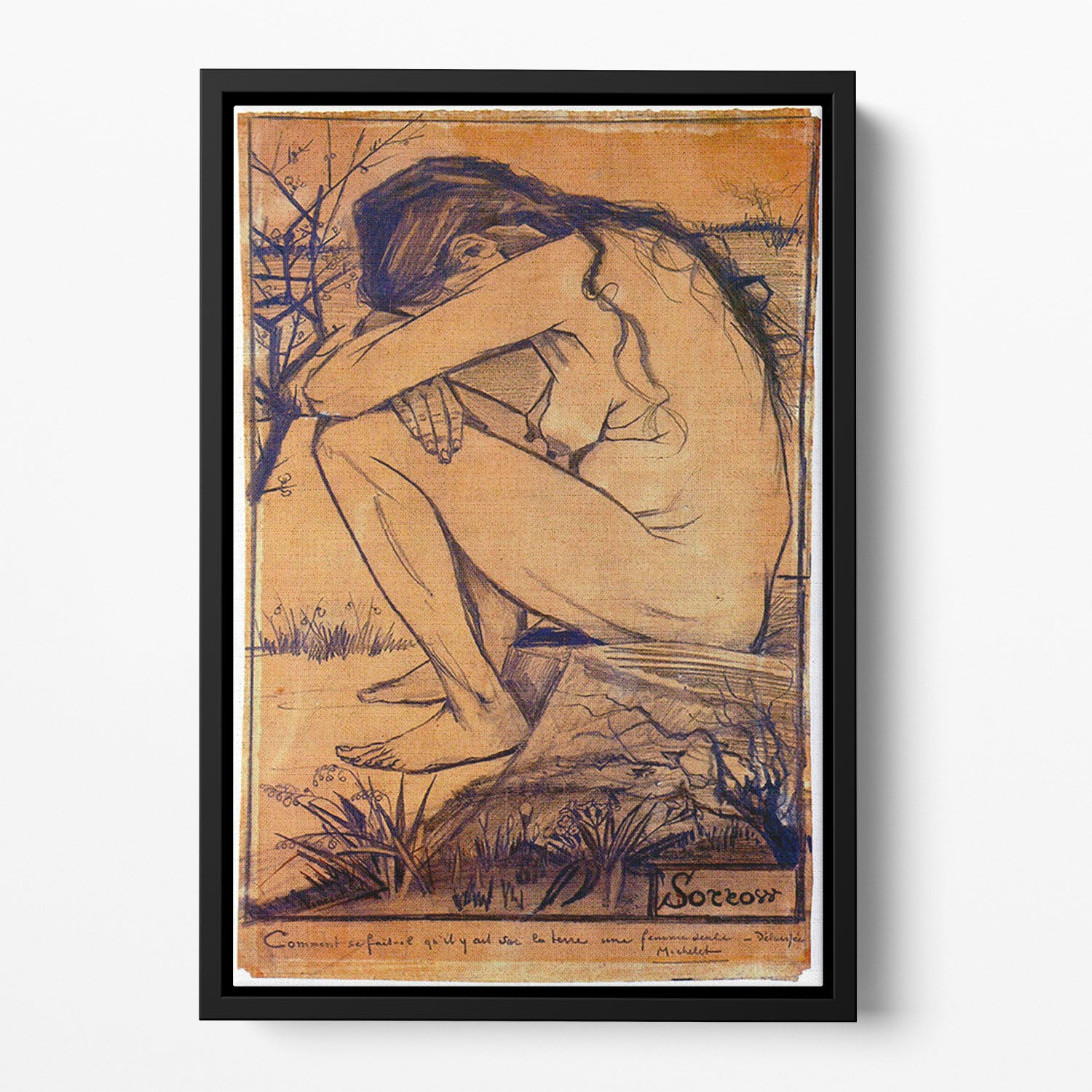 Sorrow by Van Gogh Floating Framed Canvas