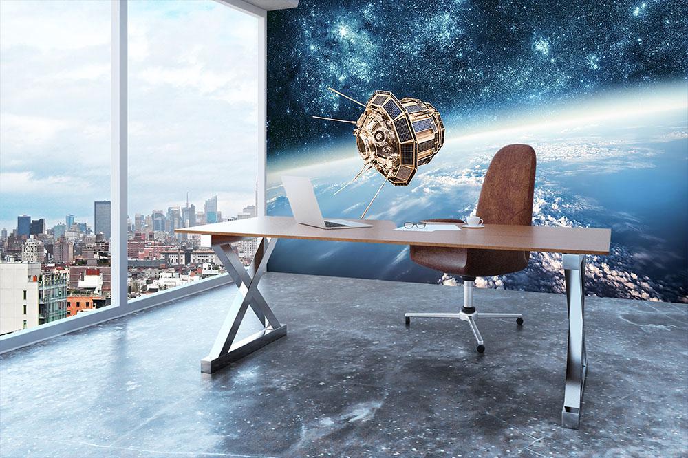 Space satellite orbiting Wall Mural Wallpaper - Canvas Art Rocks - 3