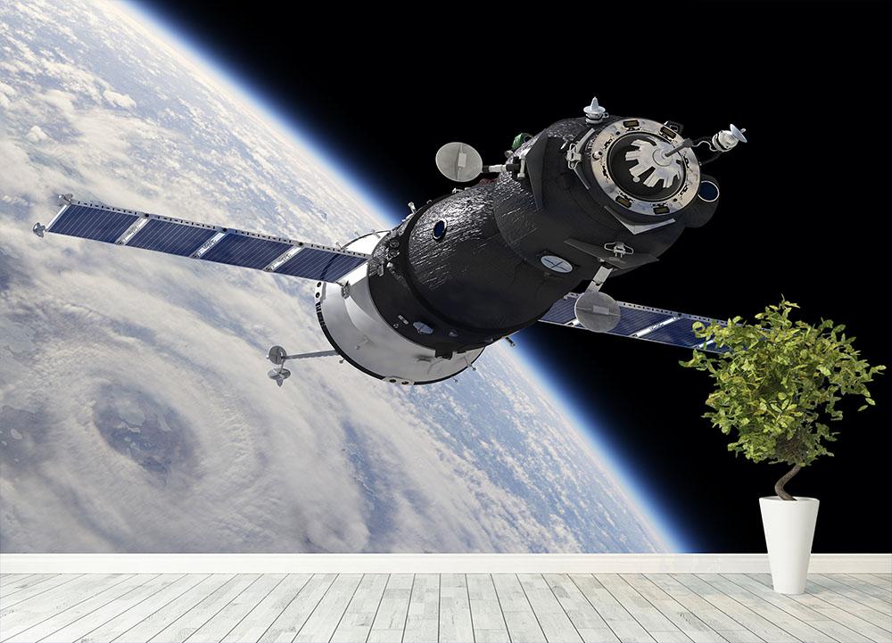 Spaceship Soyuz TMA at the Earth orbit Wall Mural Wallpaper - Canvas Art Rocks - 4