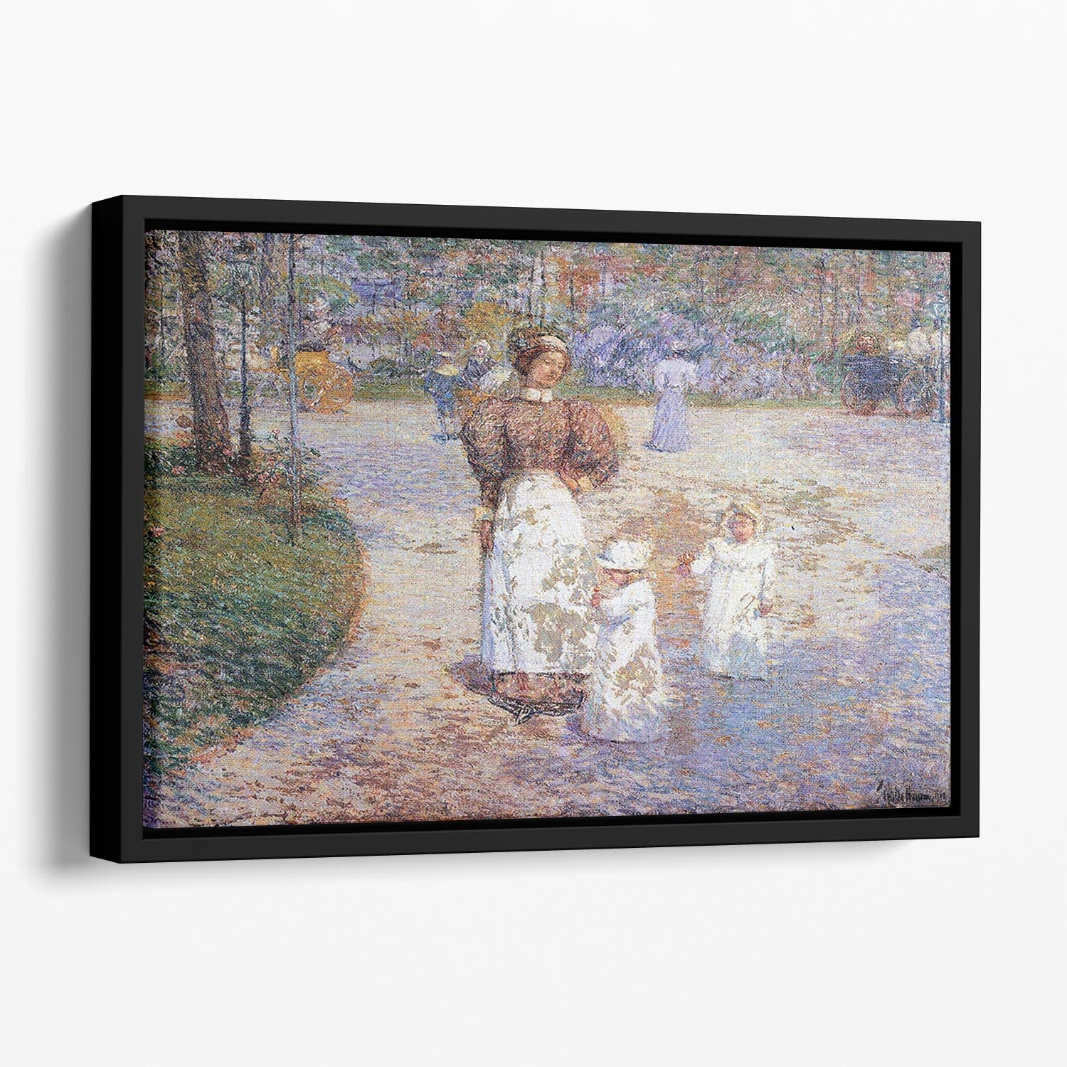 Spring in Central Park by Hassam Floating Framed Canvas - Canvas Art Rocks - 1