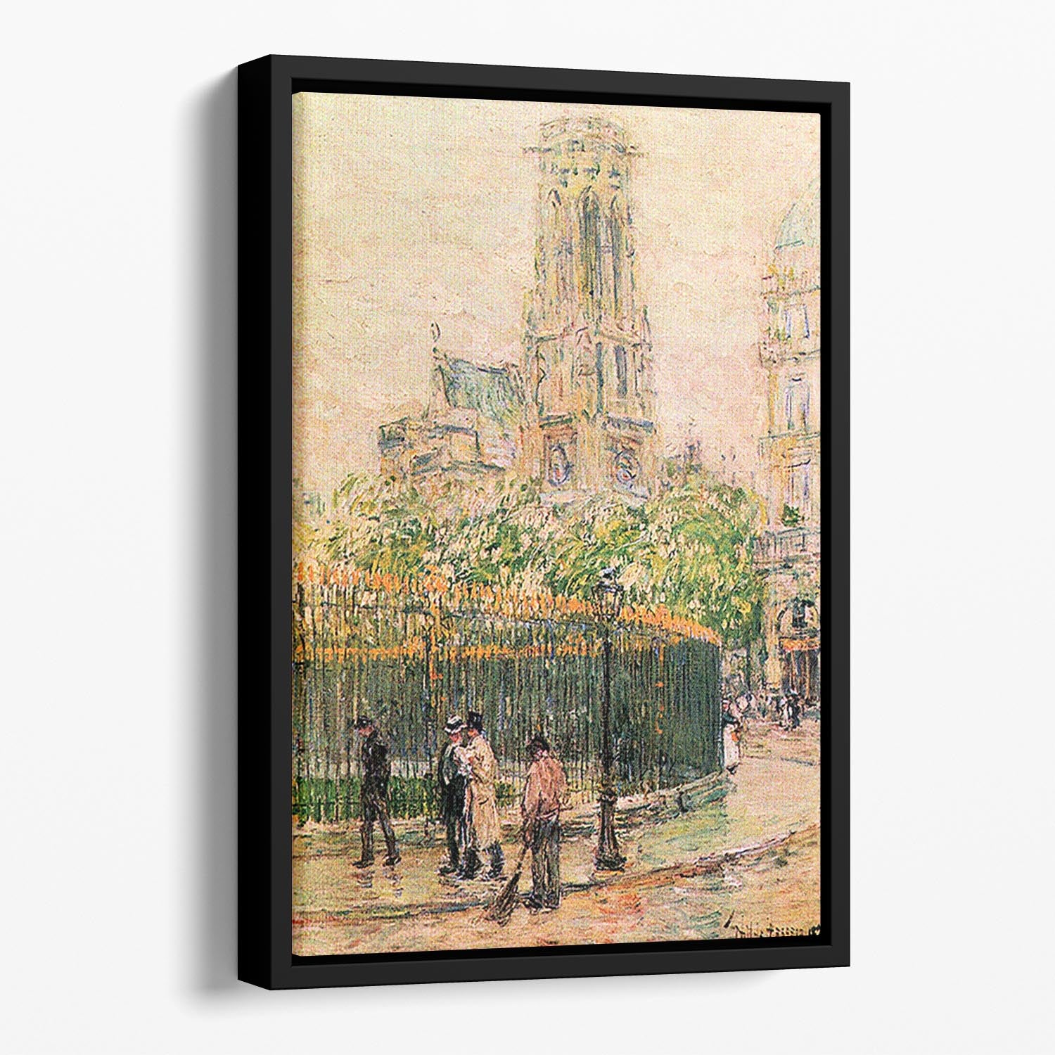 St. Germain l`Auxerrois by Hassam Floating Framed Canvas - Canvas Art Rocks - 1