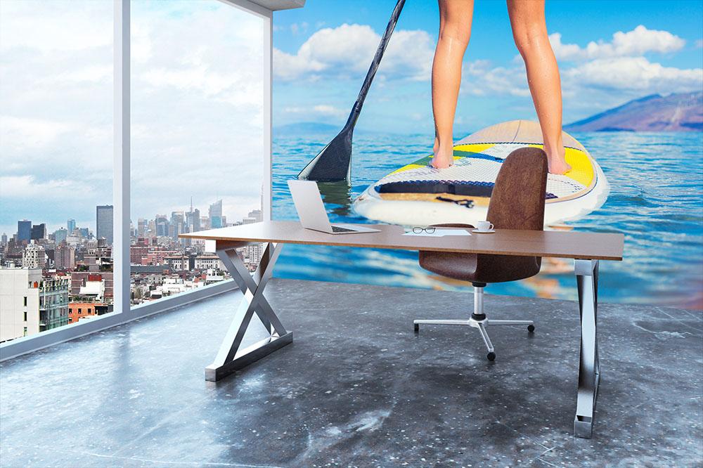 Stand Up Paddle Surfing In Hawaii Wall Mural Wallpaper - Canvas Art Rocks - 3