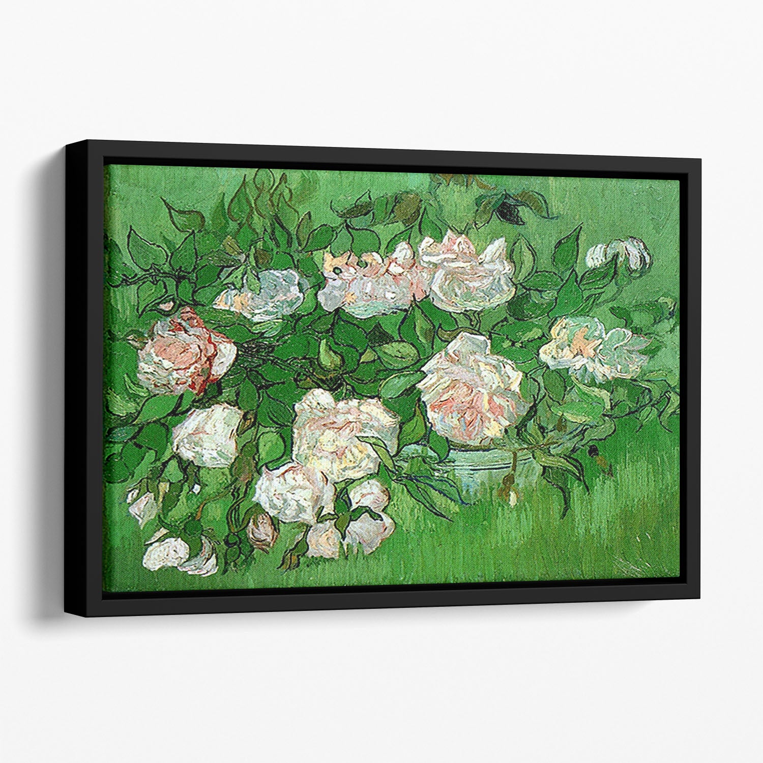 Still Life Pink Roses by Van Gogh Floating Framed Canvas