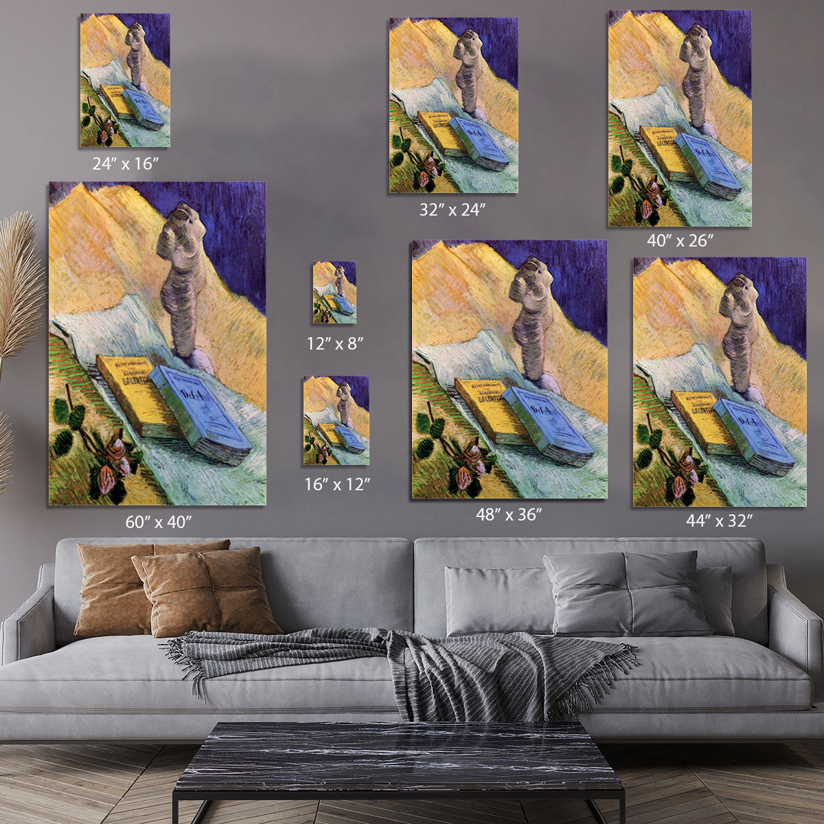 Still Life with Plaster Statuette a Rose and Two Novels by Van Gogh Canvas Print or Poster - Canvas Art Rocks - 7