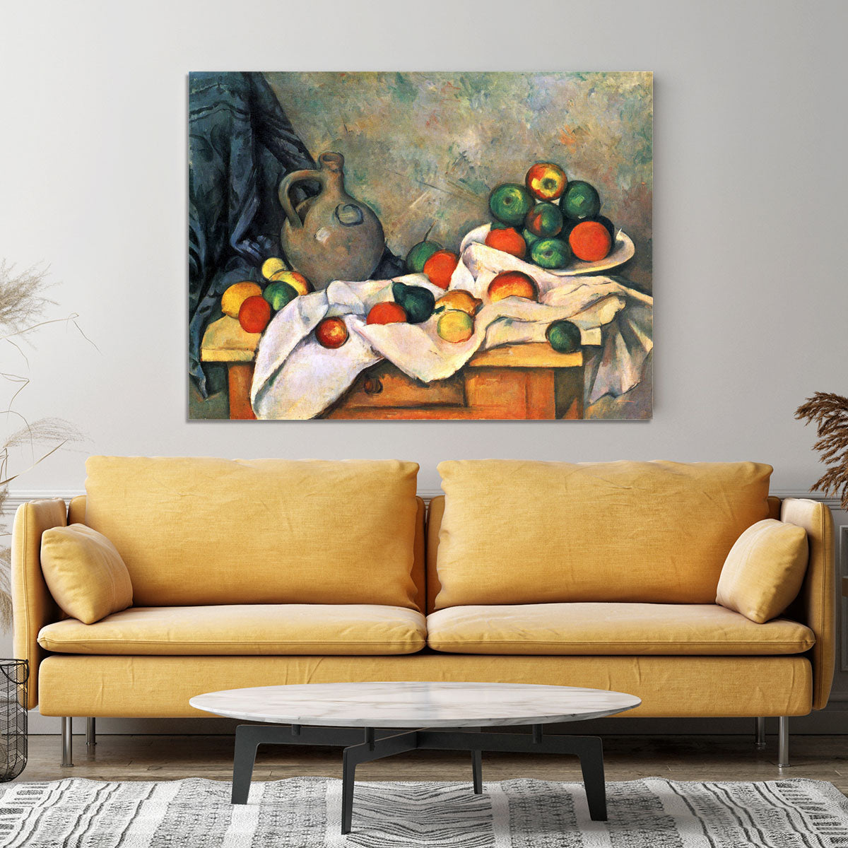 Still life drapery pitcher and fruit bowl by Cezanne Canvas Print or Poster - Canvas Art Rocks - 4