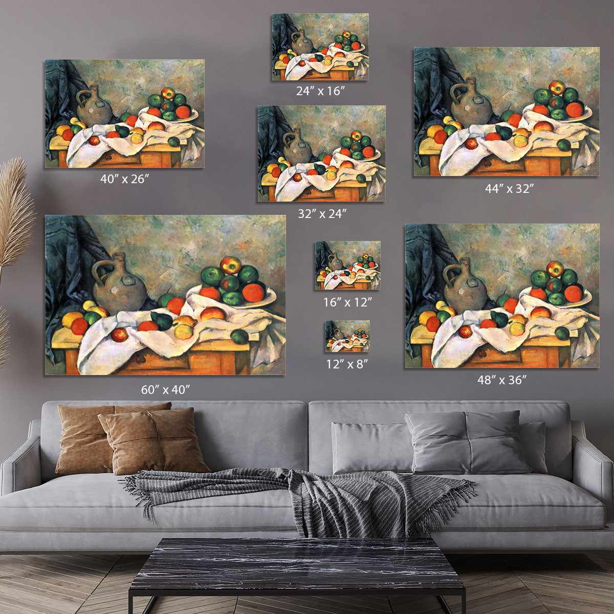 Still life drapery pitcher and fruit bowl by Cezanne Canvas Print or Poster - Canvas Art Rocks - 7