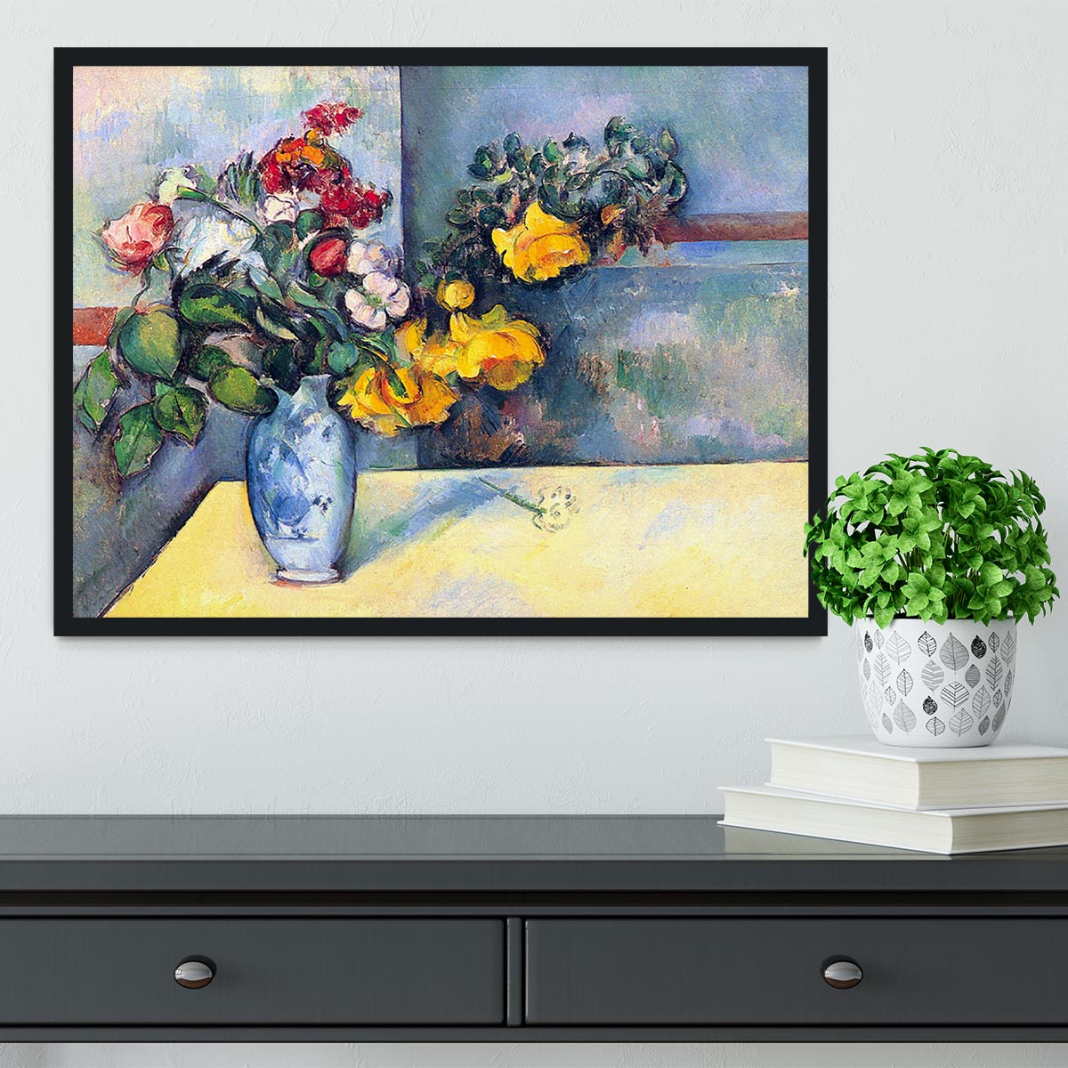 Still lifes flowers in a vase by Cezanne Framed Print - Canvas Art Rocks - 2