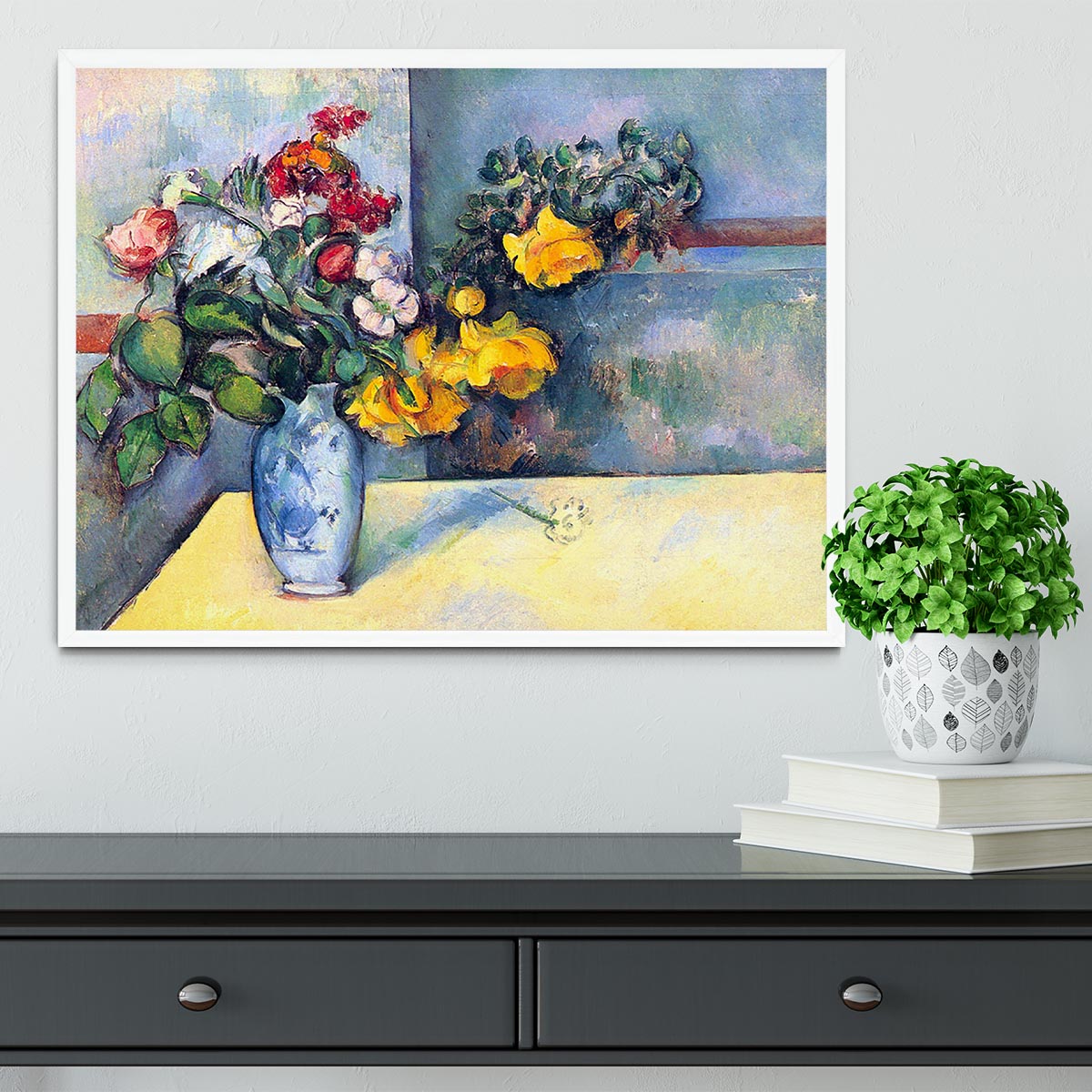 Still lifes flowers in a vase by Cezanne Framed Print - Canvas Art Rocks -6