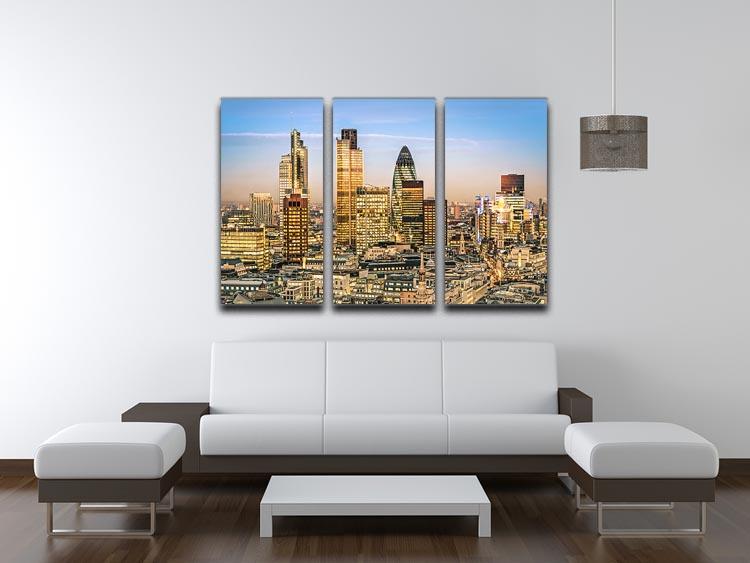 Stock Exchange Tower and Lloyds of London 3 Split Panel Canvas Print - Canvas Art Rocks - 3