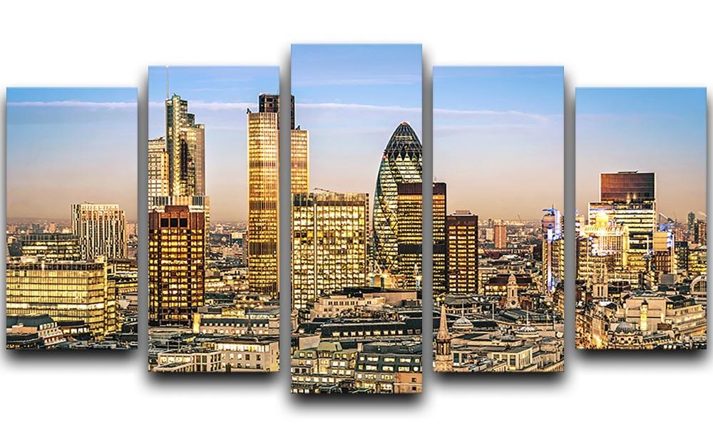 Stock Exchange Tower and Lloyds of London 5 Split Panel Canvas - Canvas Art Rocks - 1