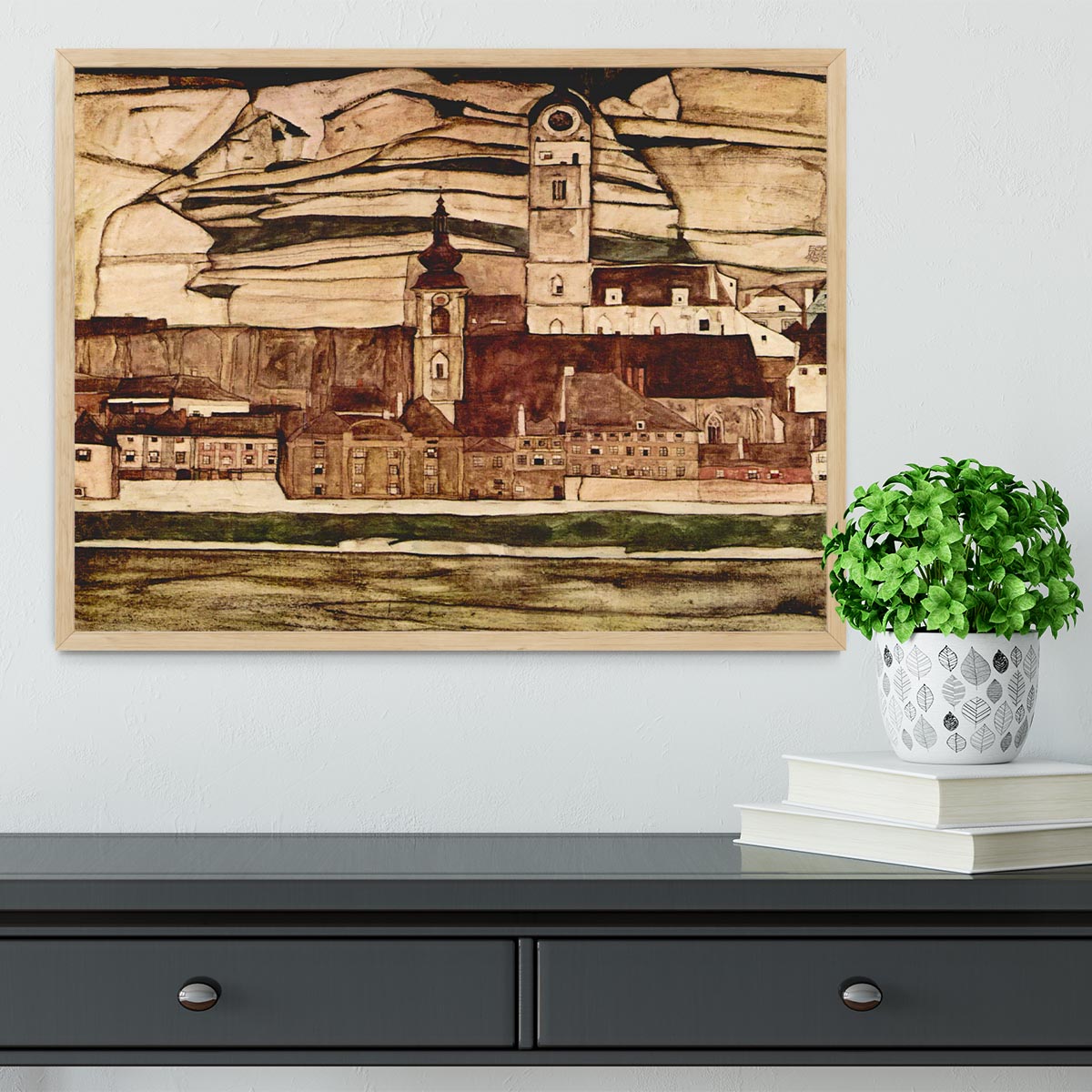 Stone on the Danube II by Egon Schiele Framed Print - Canvas Art Rocks - 4