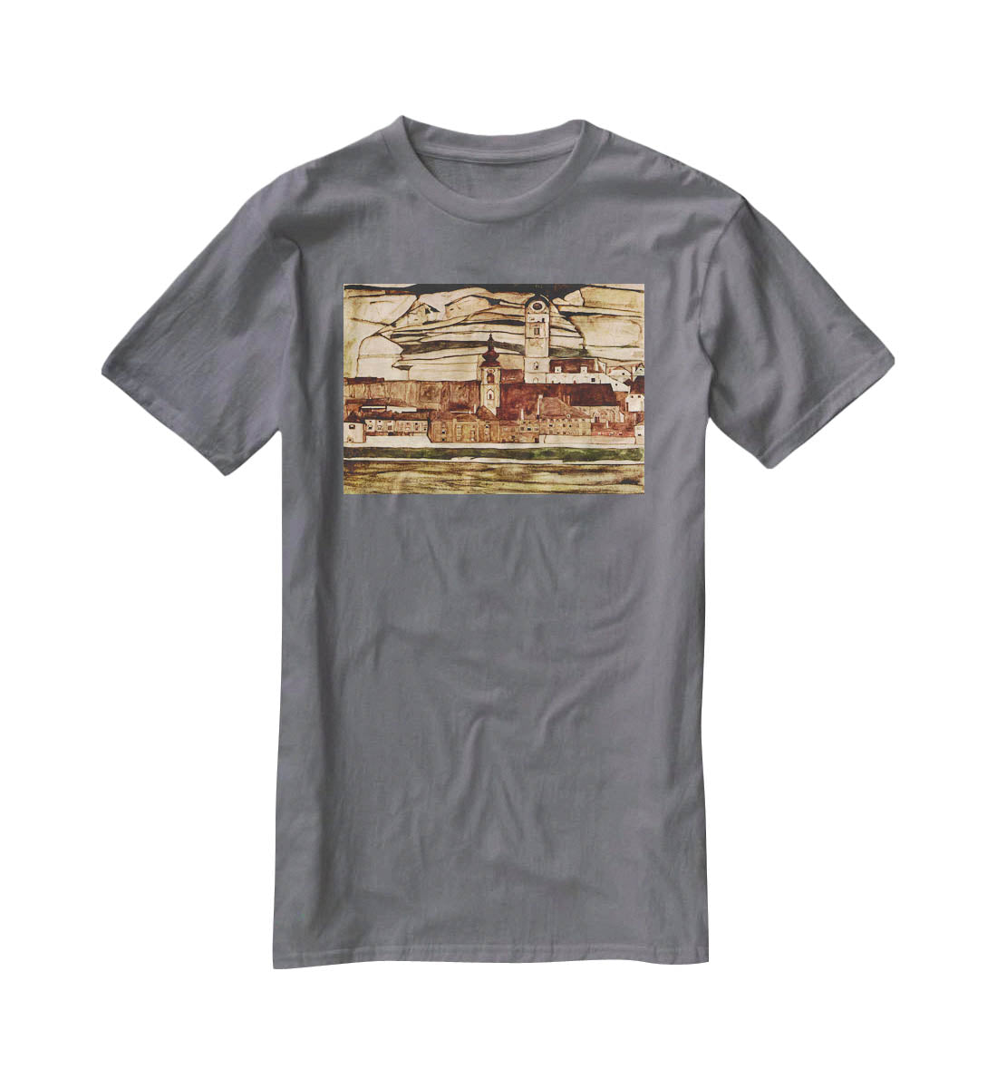 Stone on the Danube II by Egon Schiele T-Shirt - Canvas Art Rocks - 3